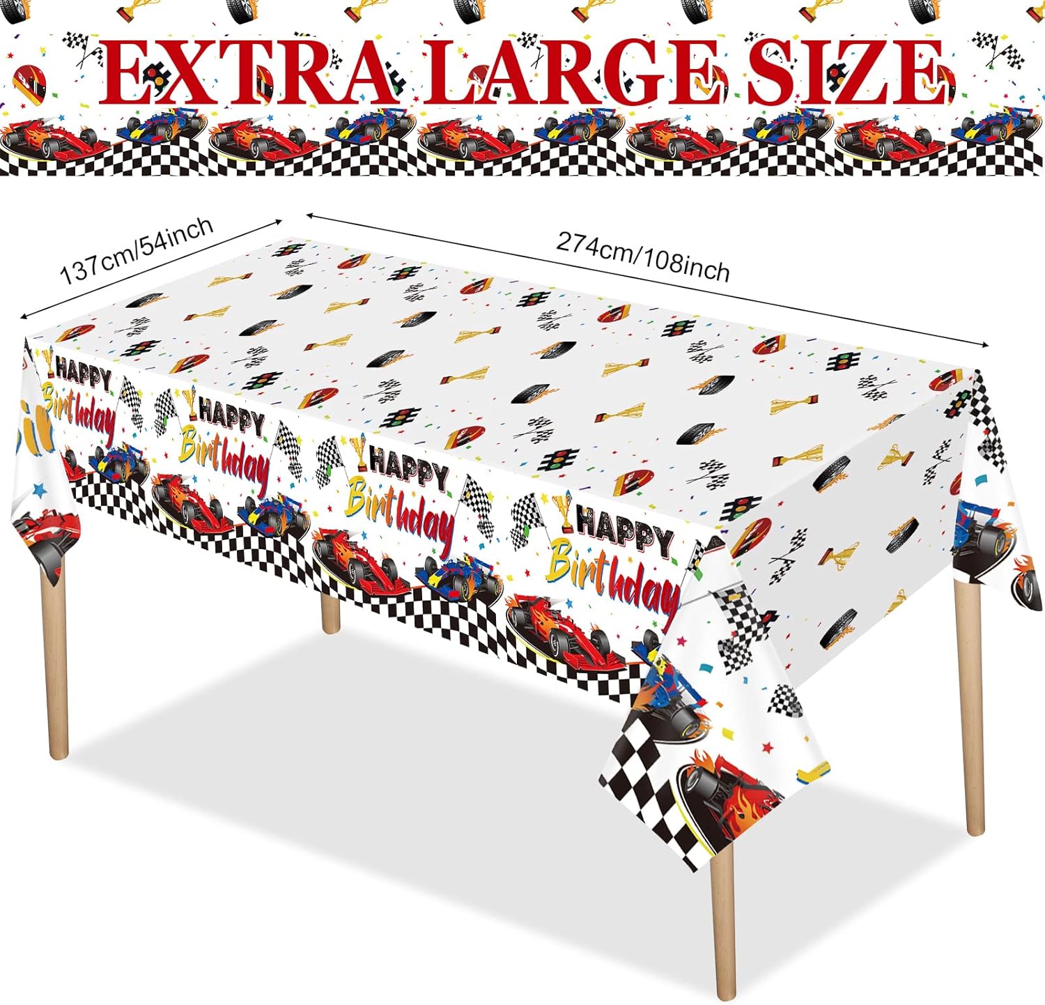 Tudomro 3Pcs Racing Car Tablecloth for Birthday Parties