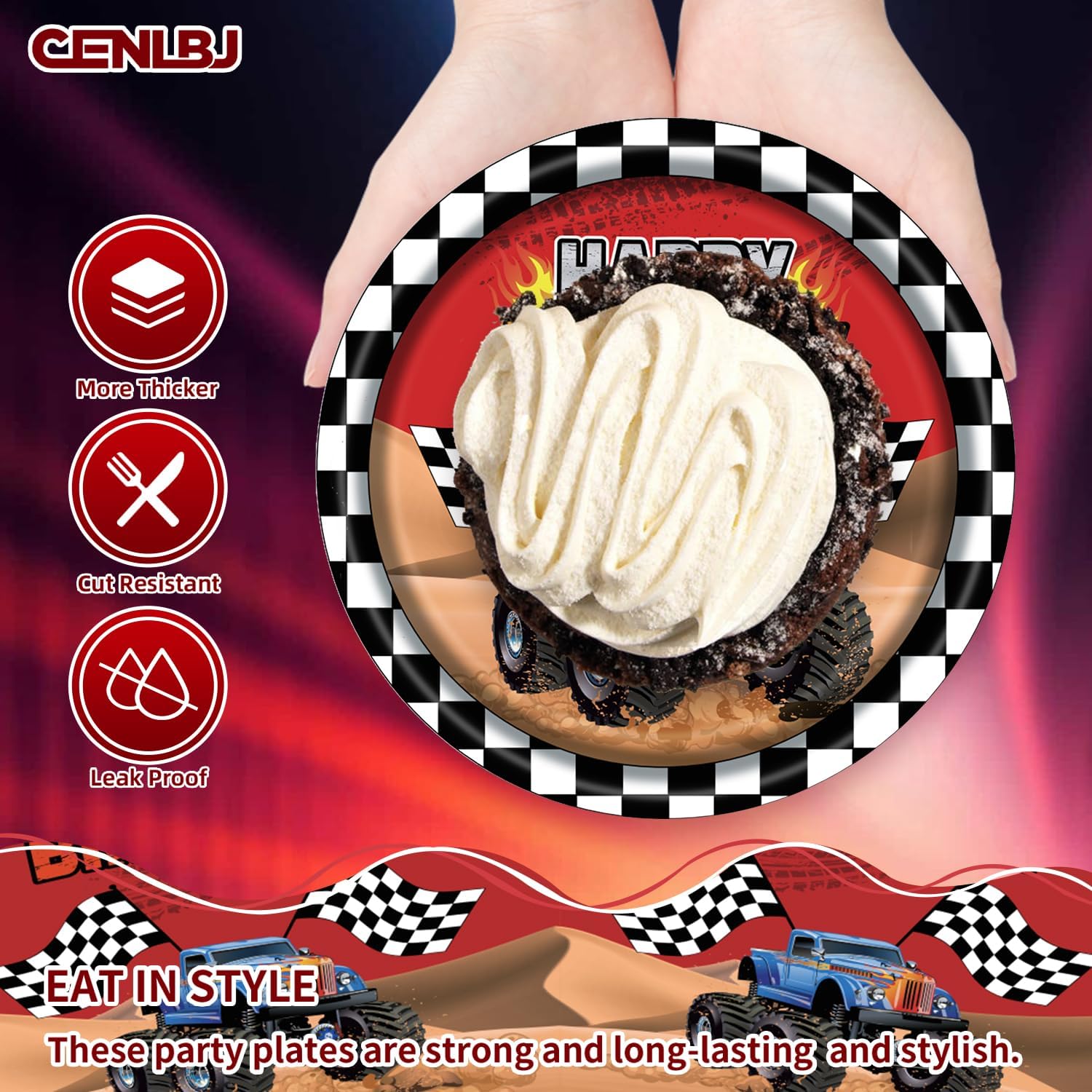 Racing Car Themed Paper Plates Napkins Set for Kids Birthday Party