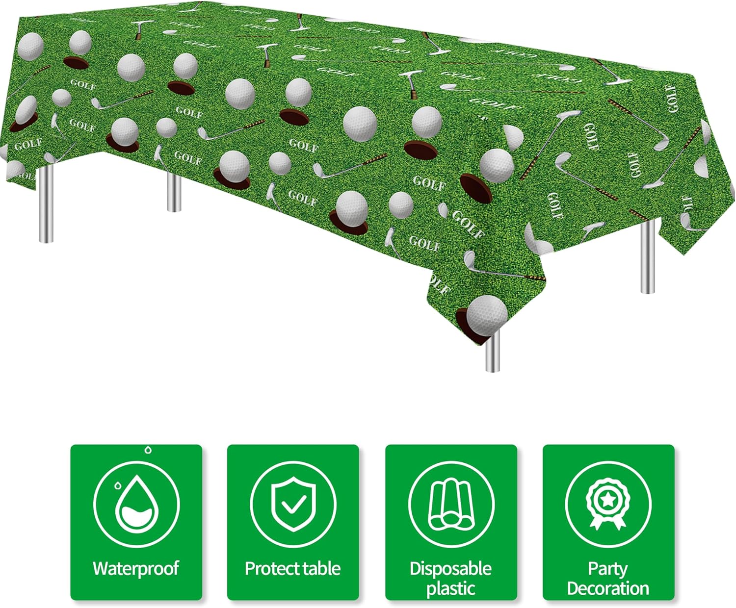 Golf Party Tablecloth Set 3Pcs Disposable