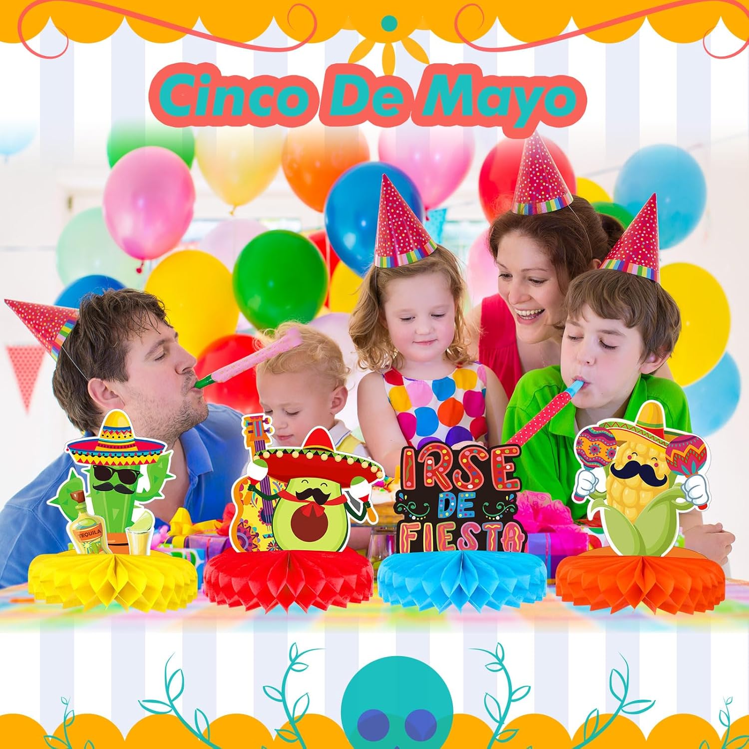 Qilery 12 Pcs Honeycomb Table Centerpiece Mexican Fiesta Decor