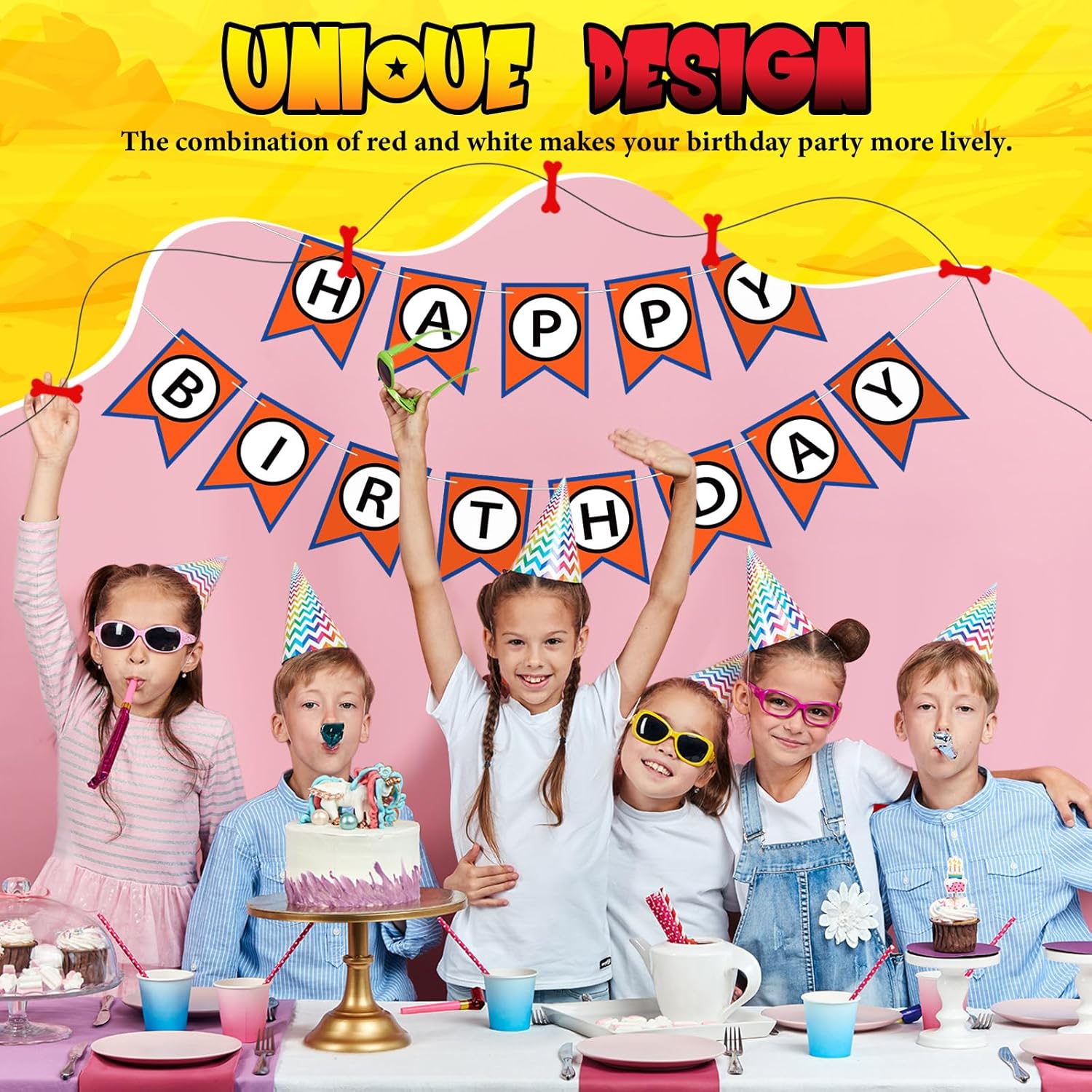 Anime Happy Birthday Bunting Banner Pre-Strung