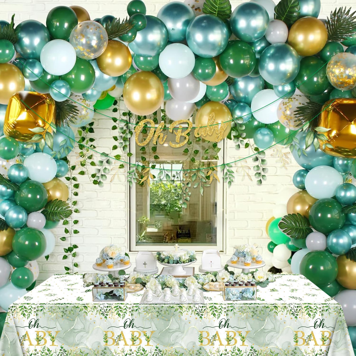 Sage Green Birthday Decorations Set