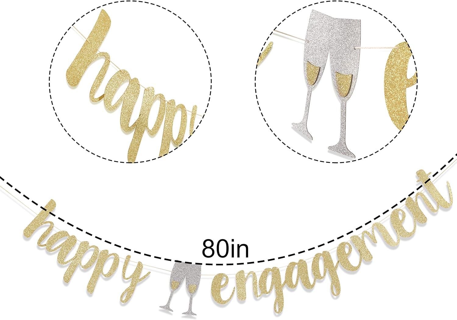 Happy Engagement Banner - Party Decor for Wedding Shower