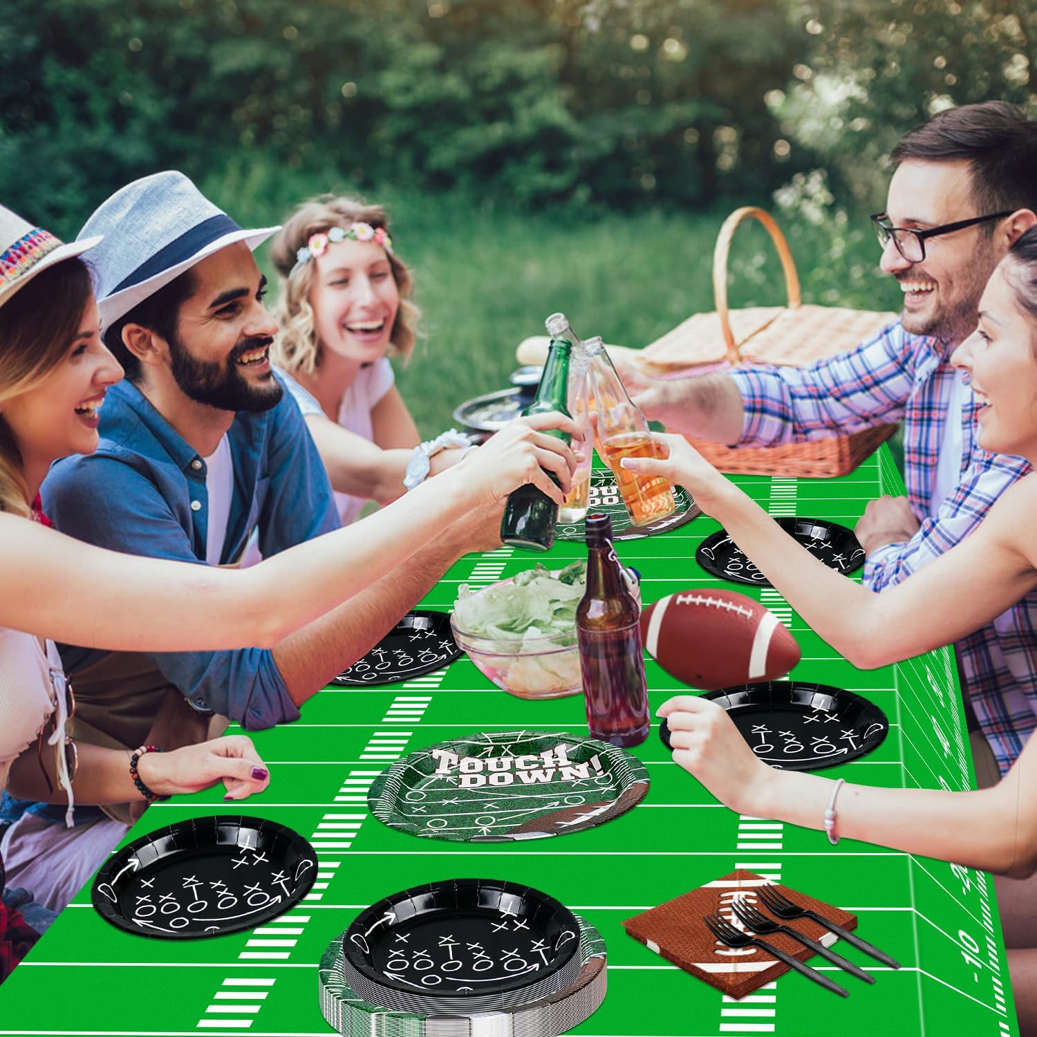 4 Pack Football Tablecloths for Game Day Party Decor