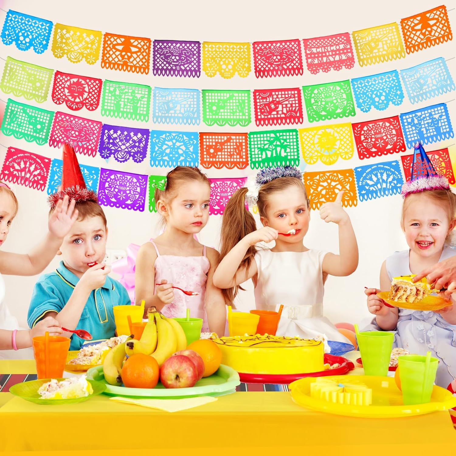 Preboun Mexican Tablecloth and Fiesta Banner Decorations