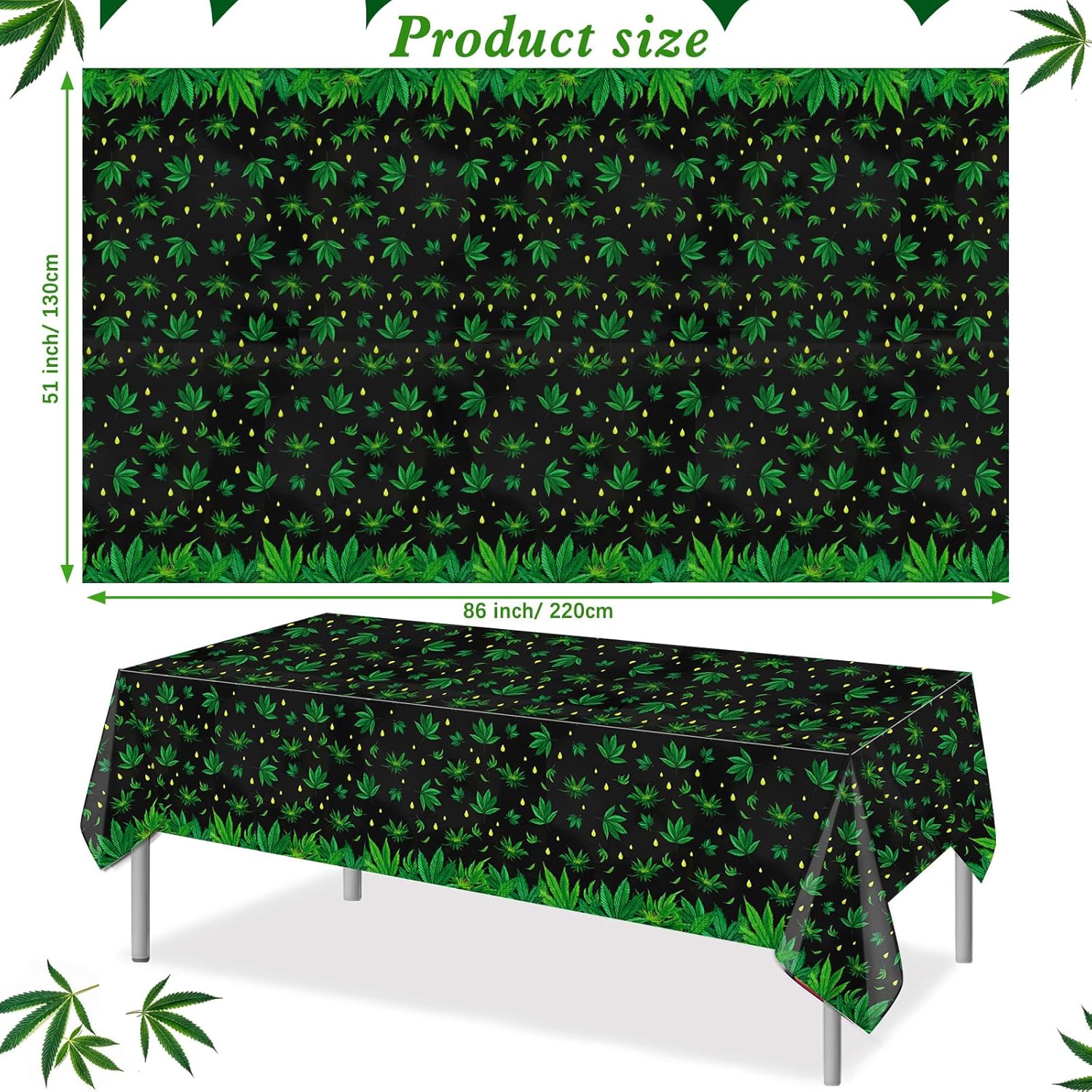 PHOGARY 2 Pieces Weed Tablecloth for Parties
