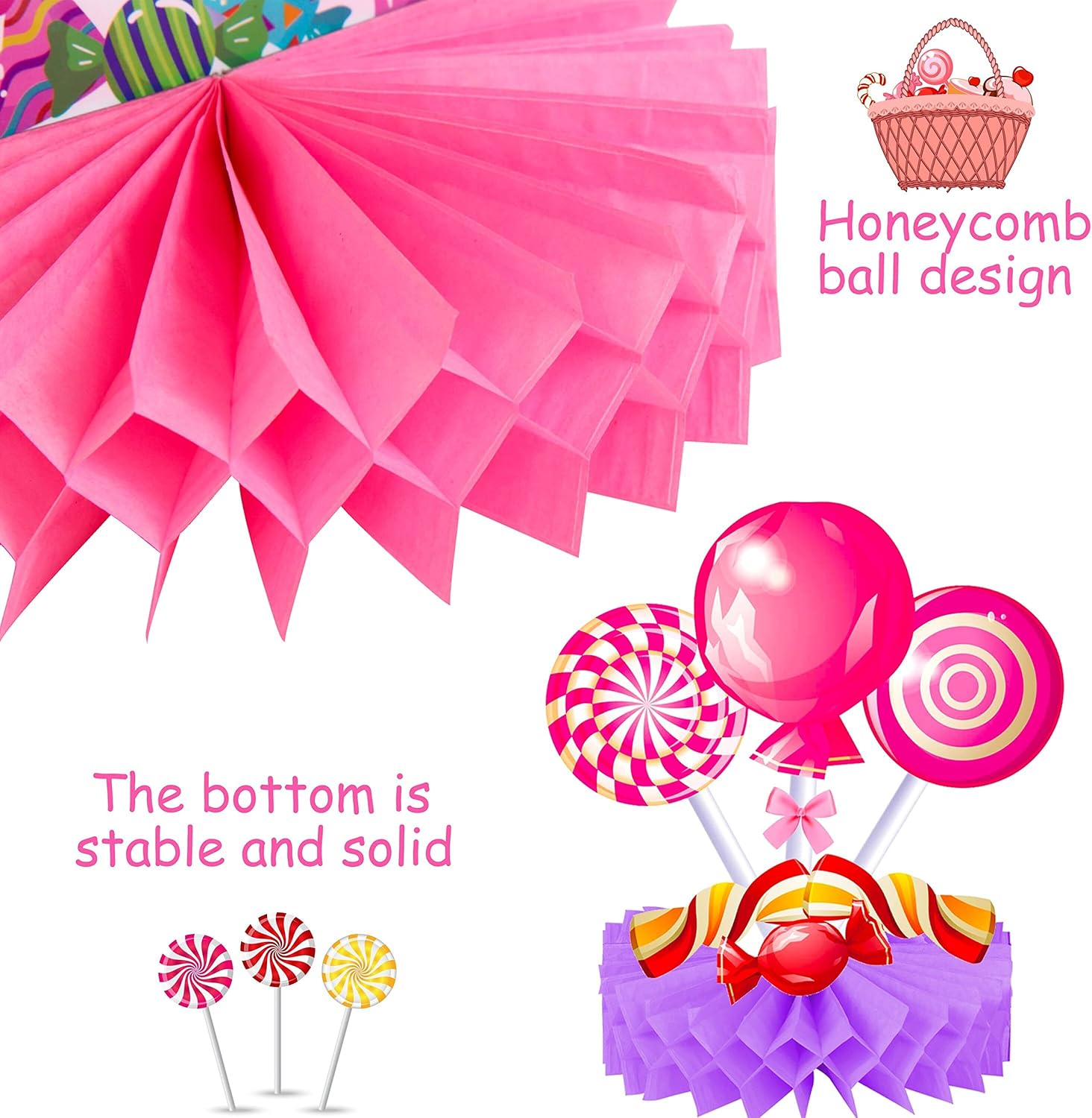 Candyland Party Table Honeycomb Centerpieces 9pcs