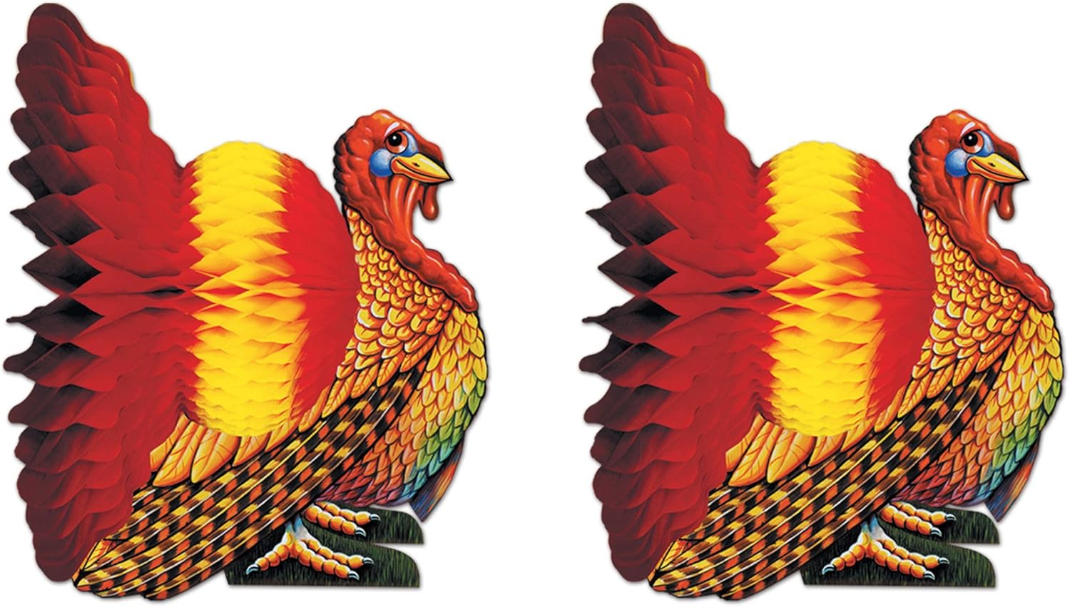 Beistle Colorful Tissue Turkey Centerpiece Set of 2
