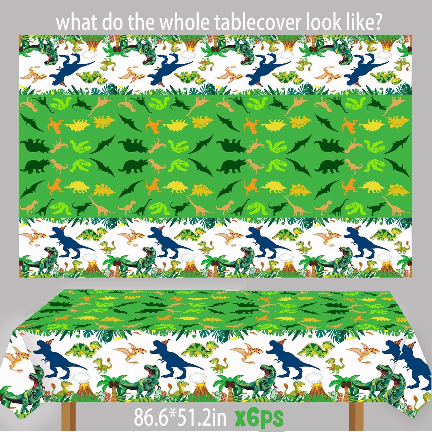 Dinosaur Party Table Cloth 6pcs T-Rex Birthday Cover