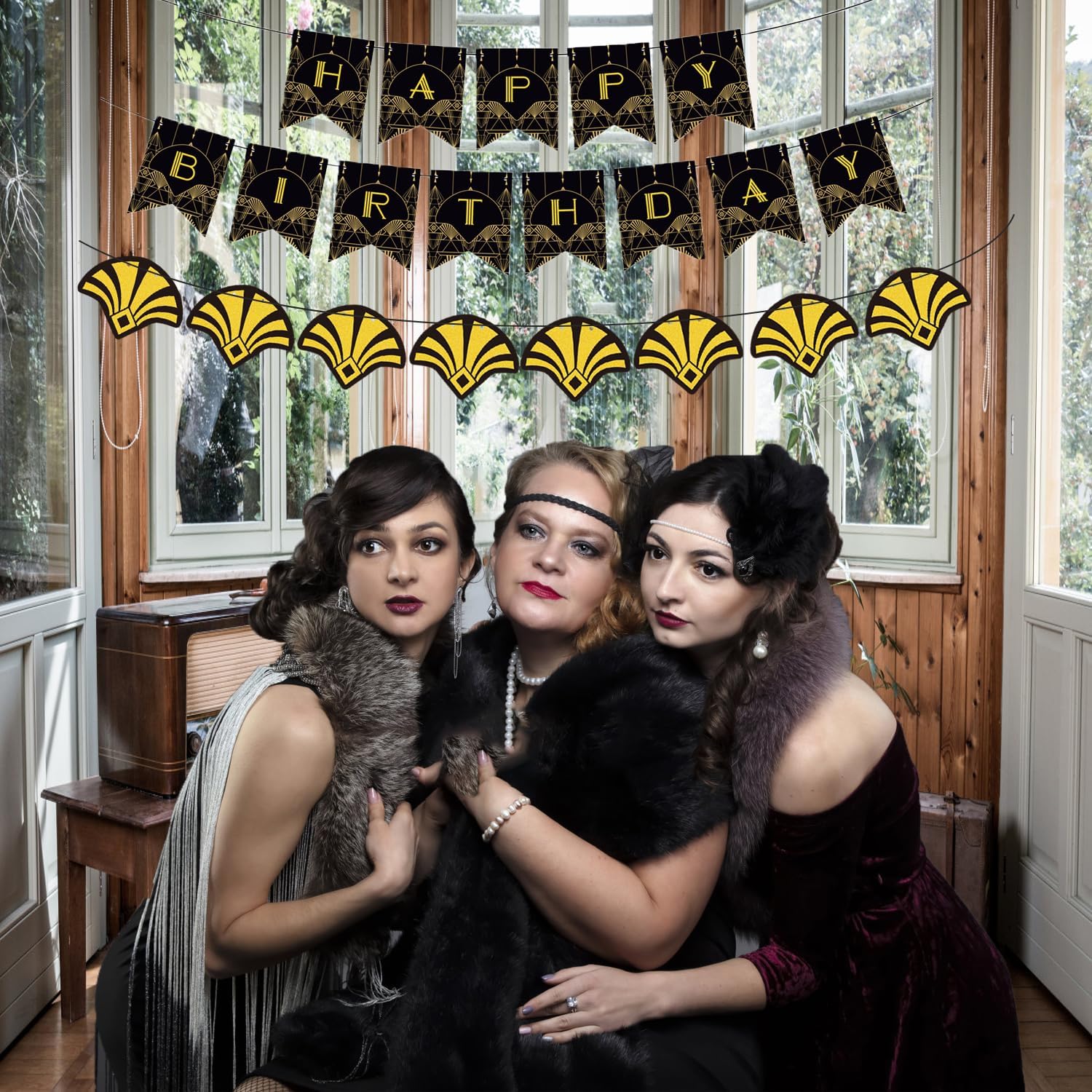 Retro 1920s Happy Birthday Banner Decorations