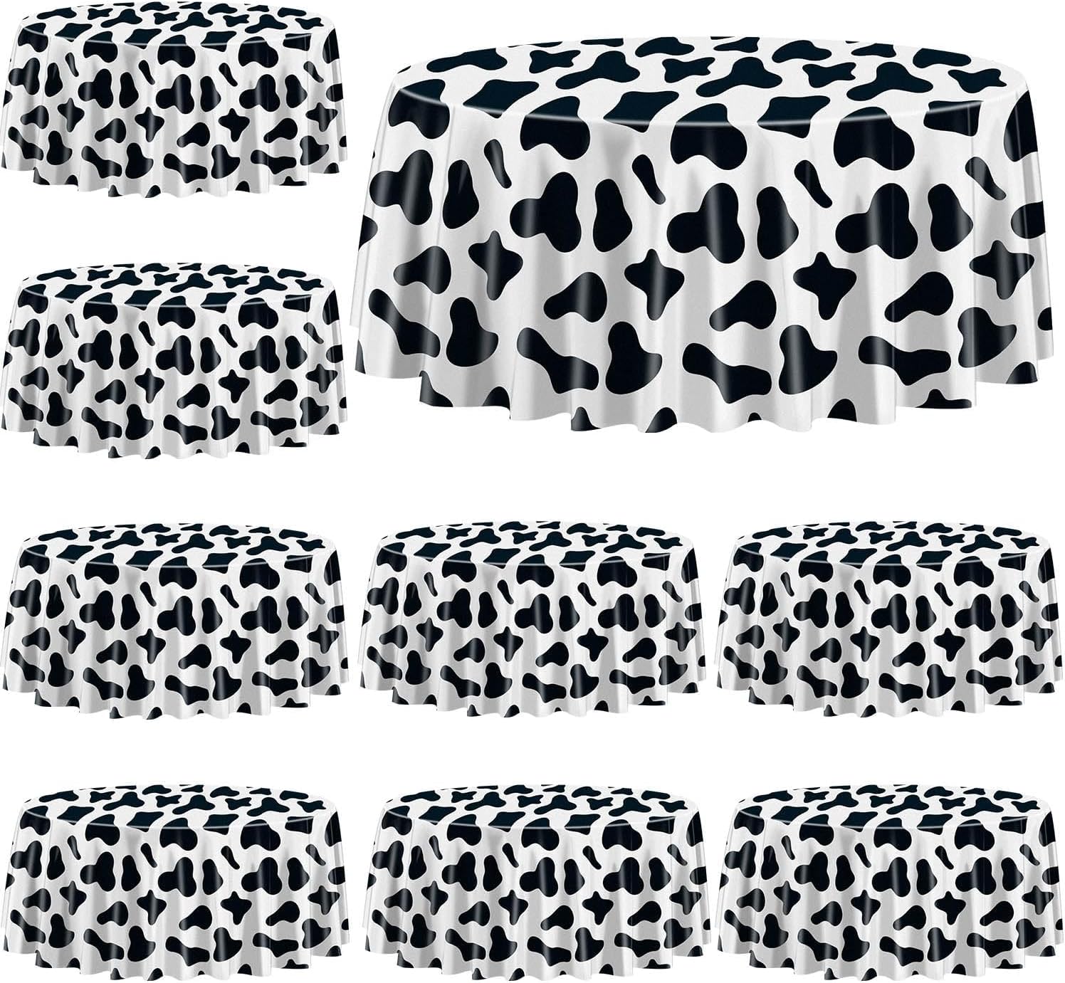 9 Pcs Cow Print Tablecovers for Farm Animal Party