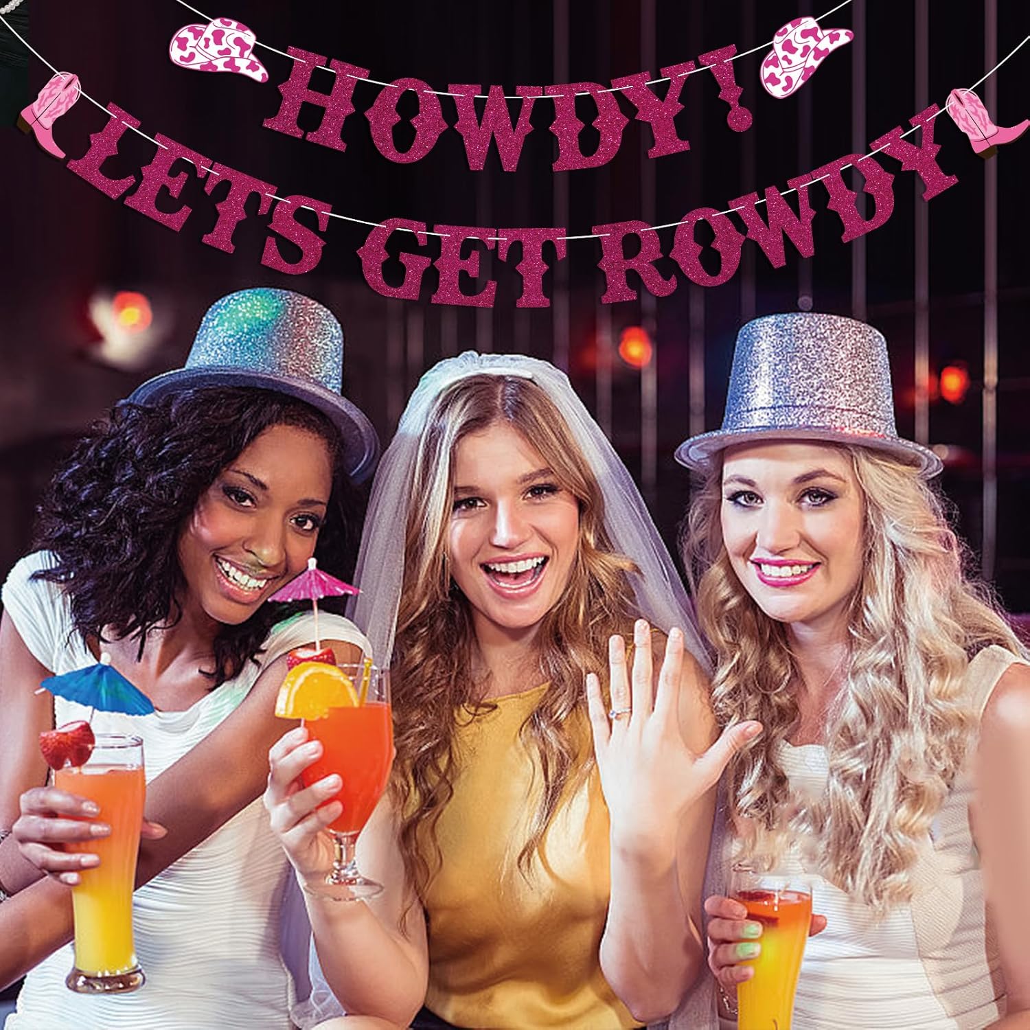Howdy Lets Get Rowdy Cowgirl Party Decor Banner