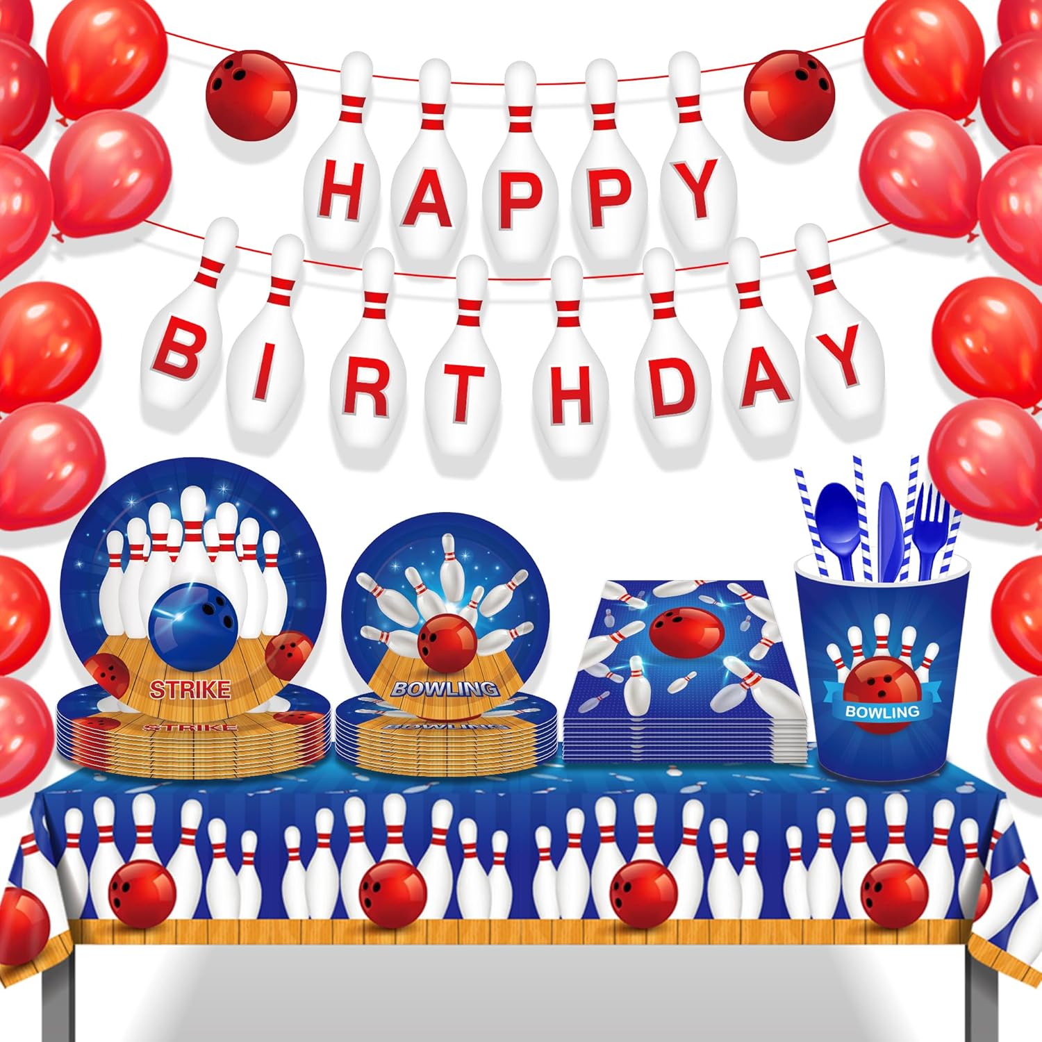 3 Pcs Bowling Party Tablecloths 54x87 Inches