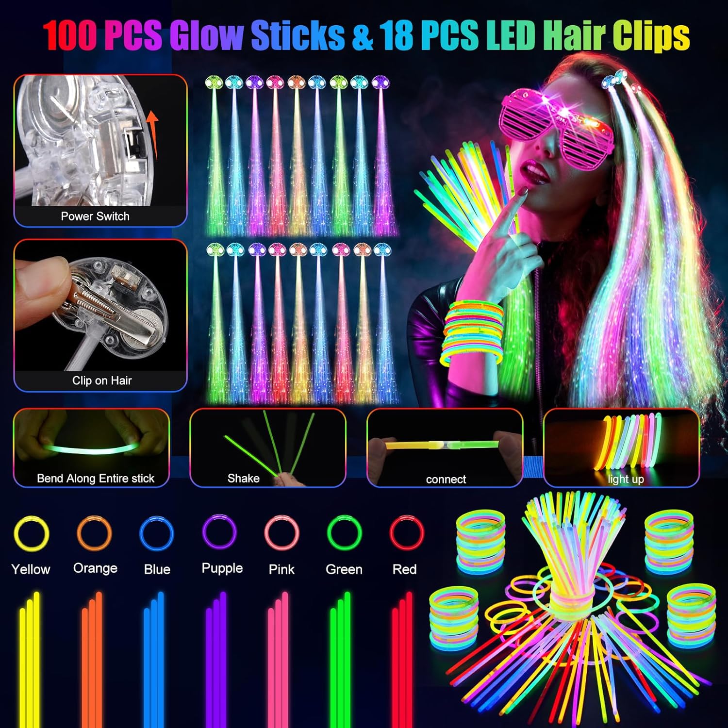 148 PCS Glow in the Dark Party Supplies