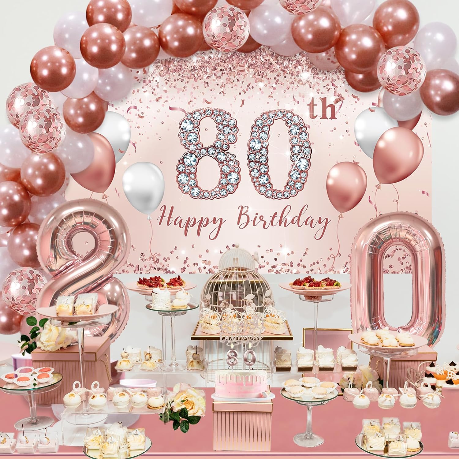 Trgowaul 80th Birthday Decor Balloon Set