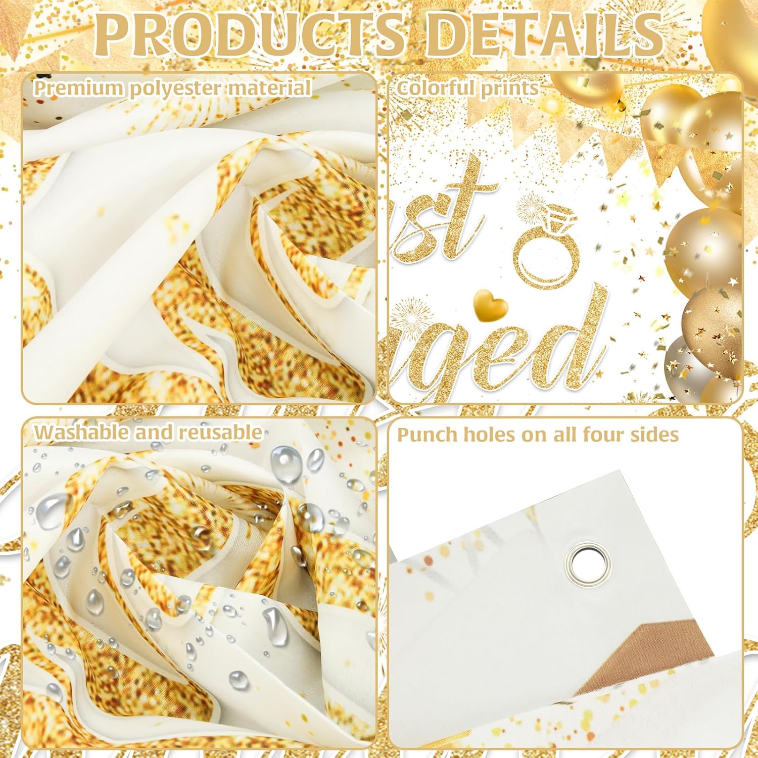 Just Married Engagement Party Decorations Banner Backdrop Balloons