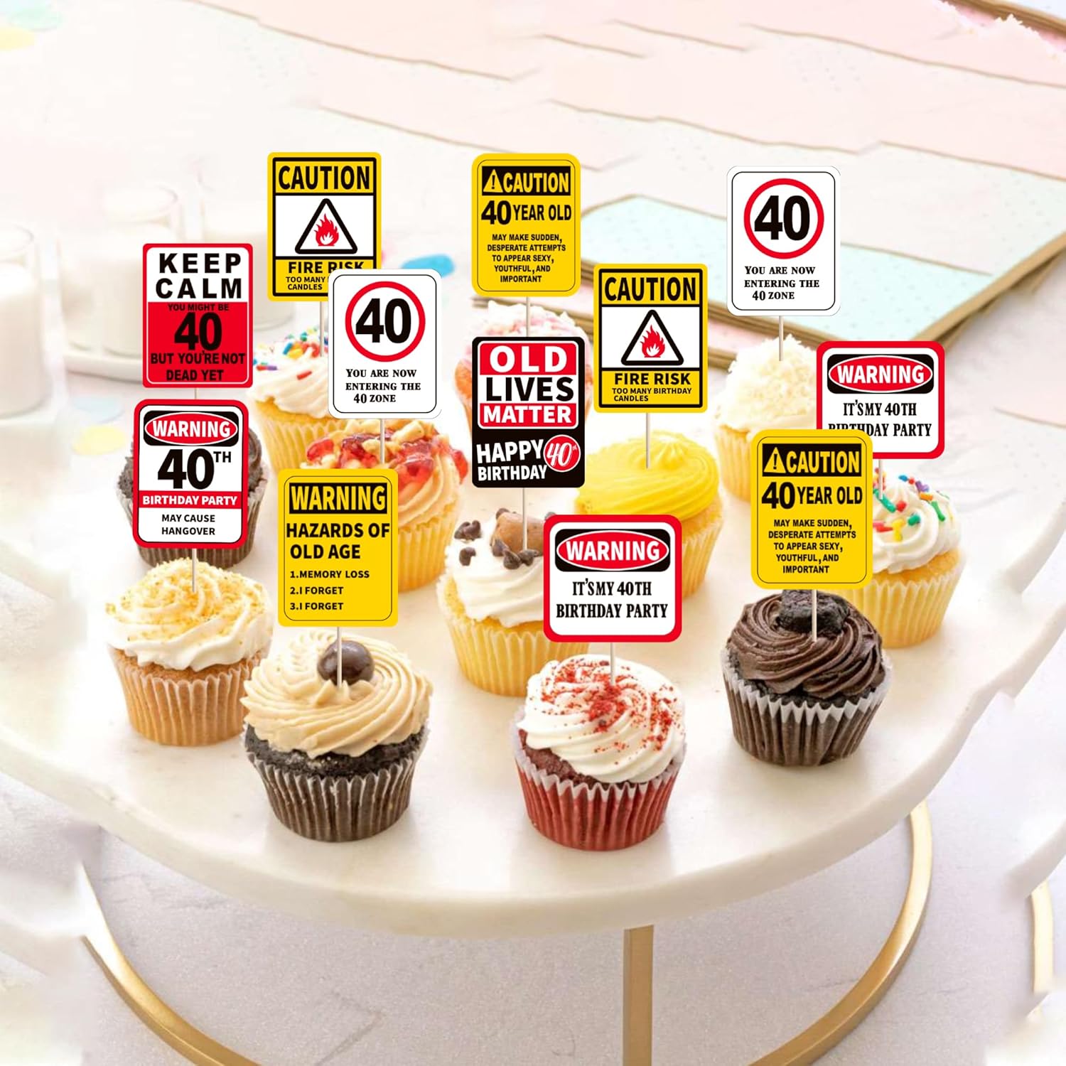 40 PCS Happy 40th Birthday Cupcake Toppers