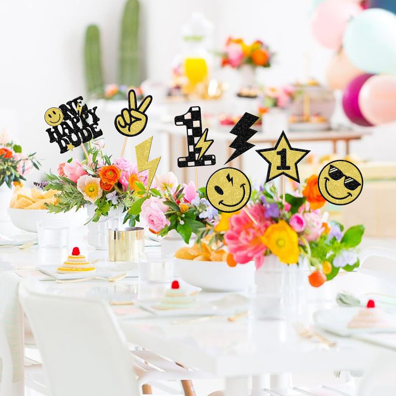 16 pcs Happy Dude Centerpiece Sticks Birthday Party Decor