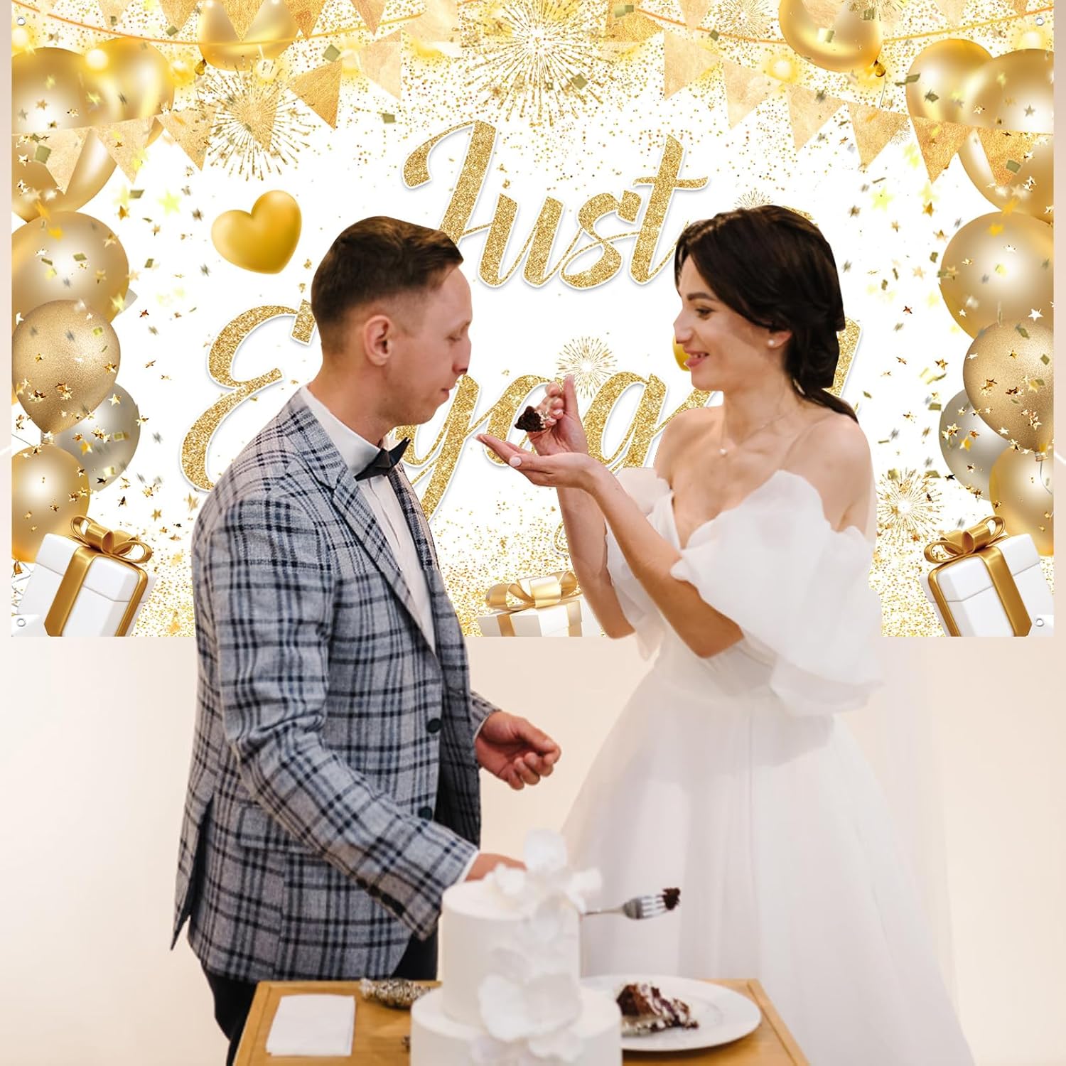Just Married Engagement Party Decorations Banner Backdrop Balloons