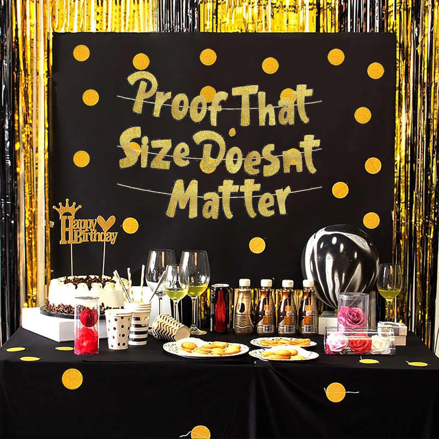 Proof That Size Doesnt Matter Gold Glitter Banner