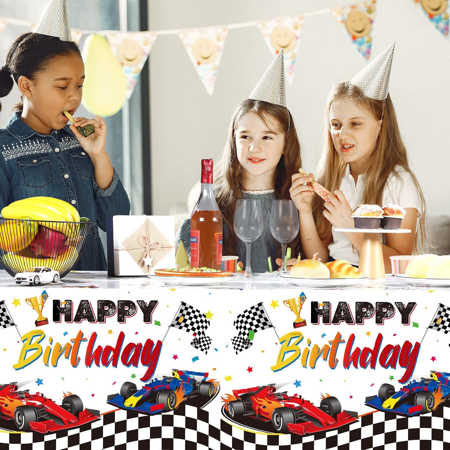 Tudomro 3Pcs Racing Car Tablecloth for Birthday Parties