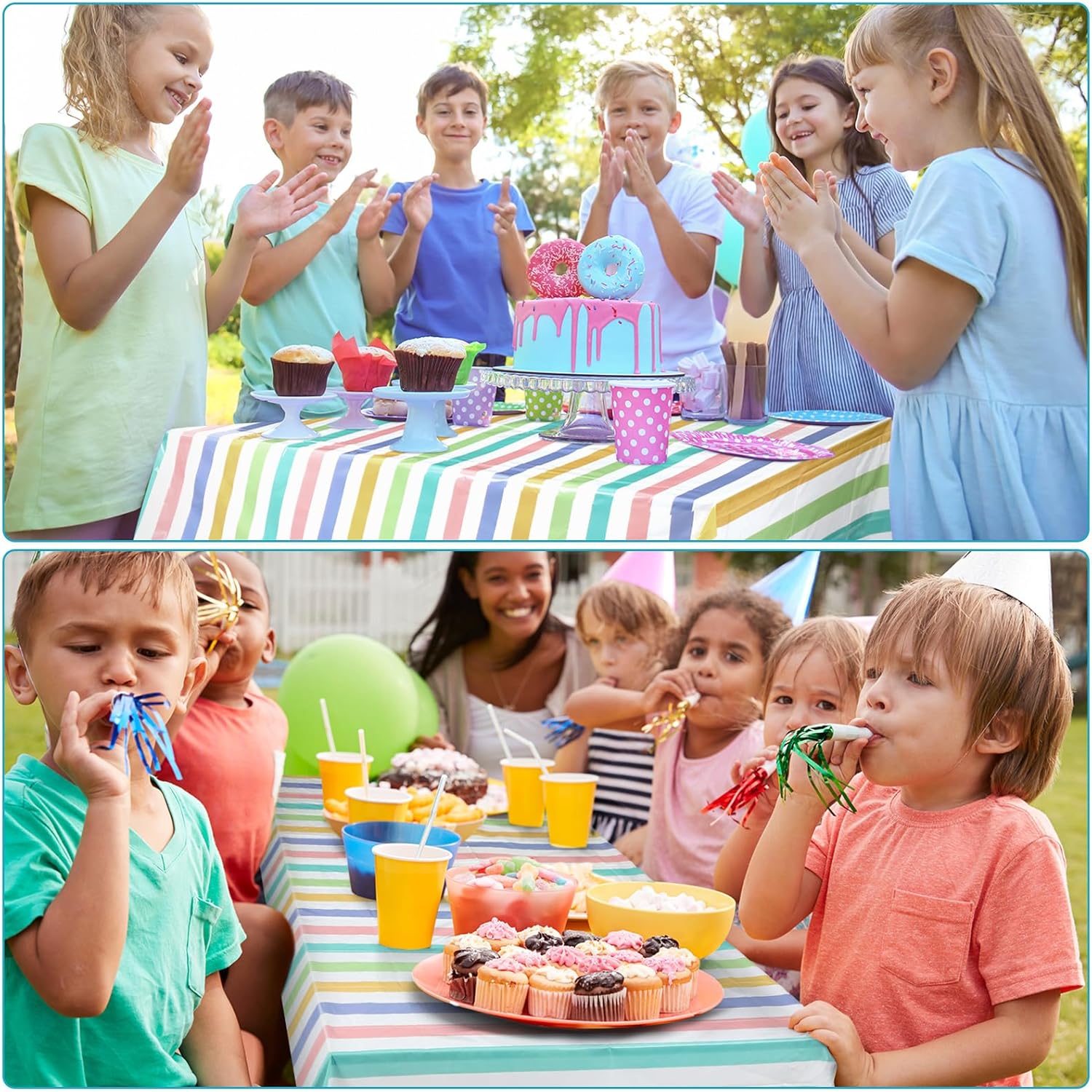 Oudain 3 Pcs Pastel Rainbow Table Cover 54x102 Inch