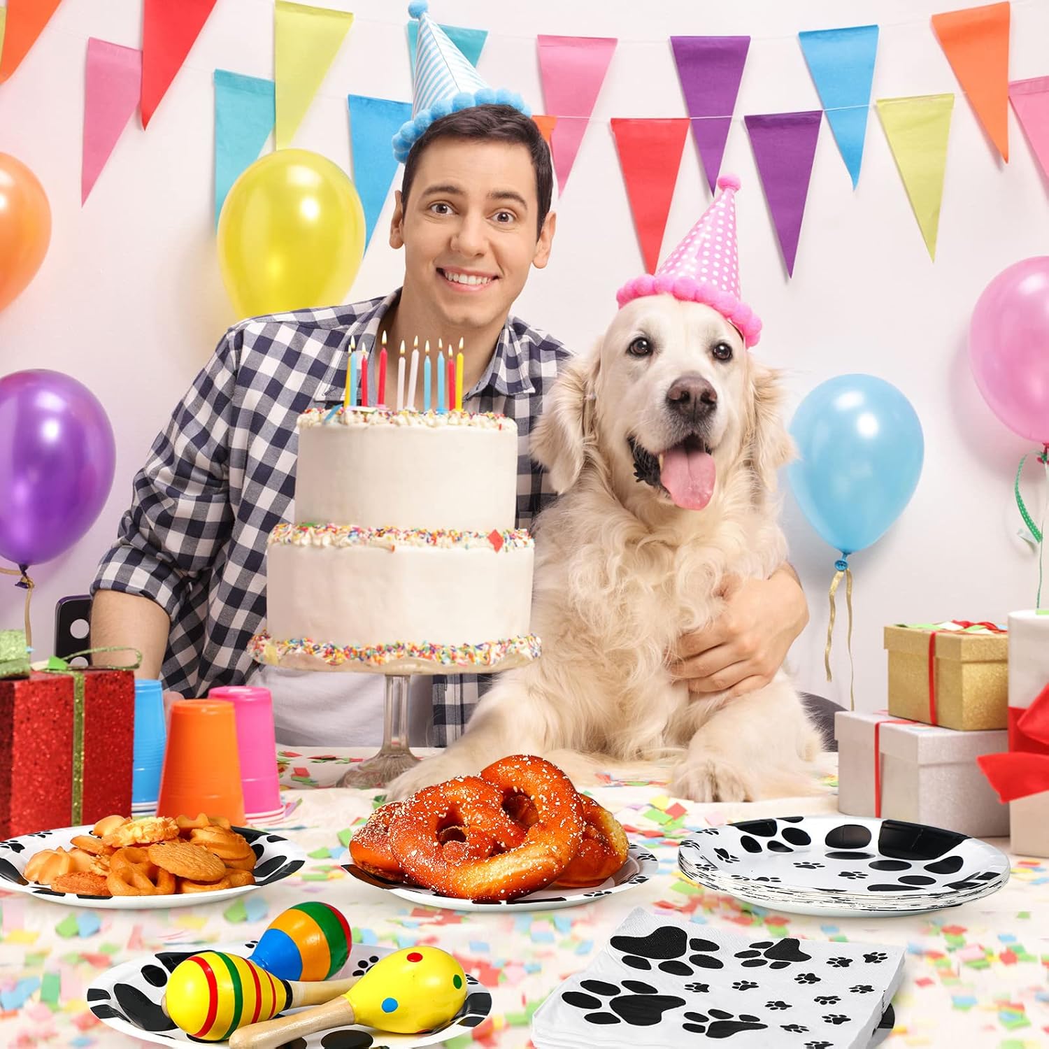 80 Pcs Dog Birthday Party Supplies 7 Inch Plates Napkins