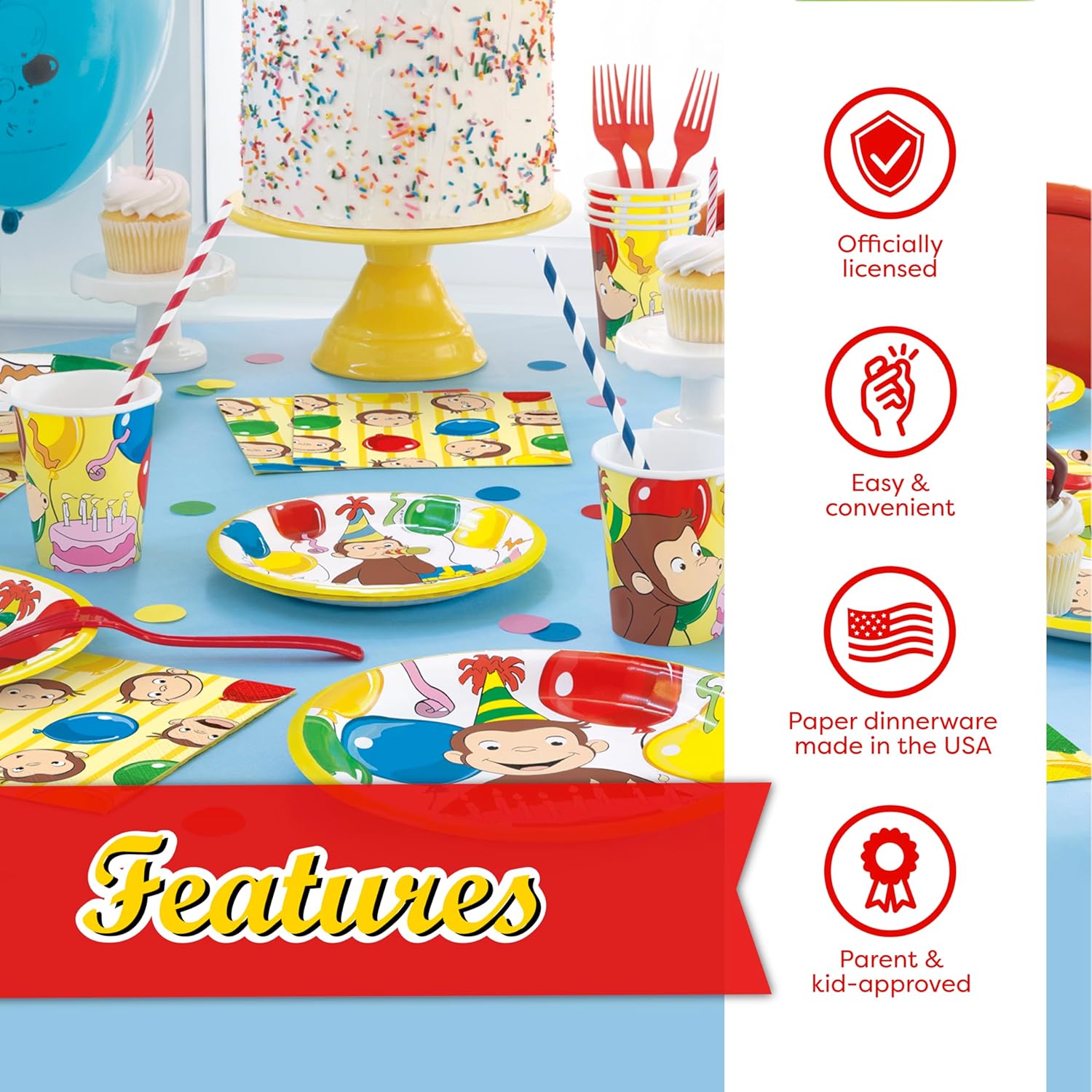 Curious George Birthday Party Pack for 16 Guests