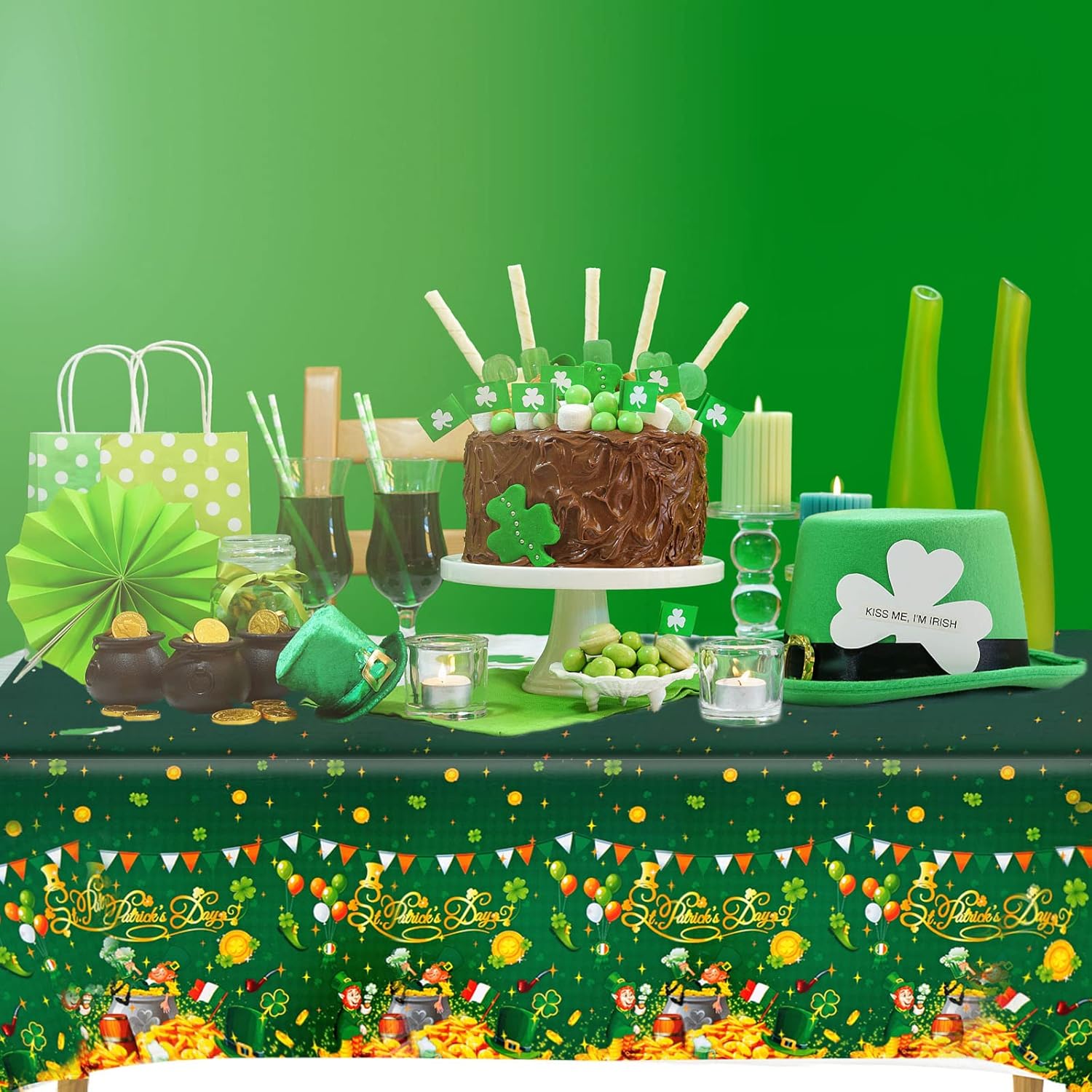 HOWAF 3pcs St Patricks Day Table Cover Set