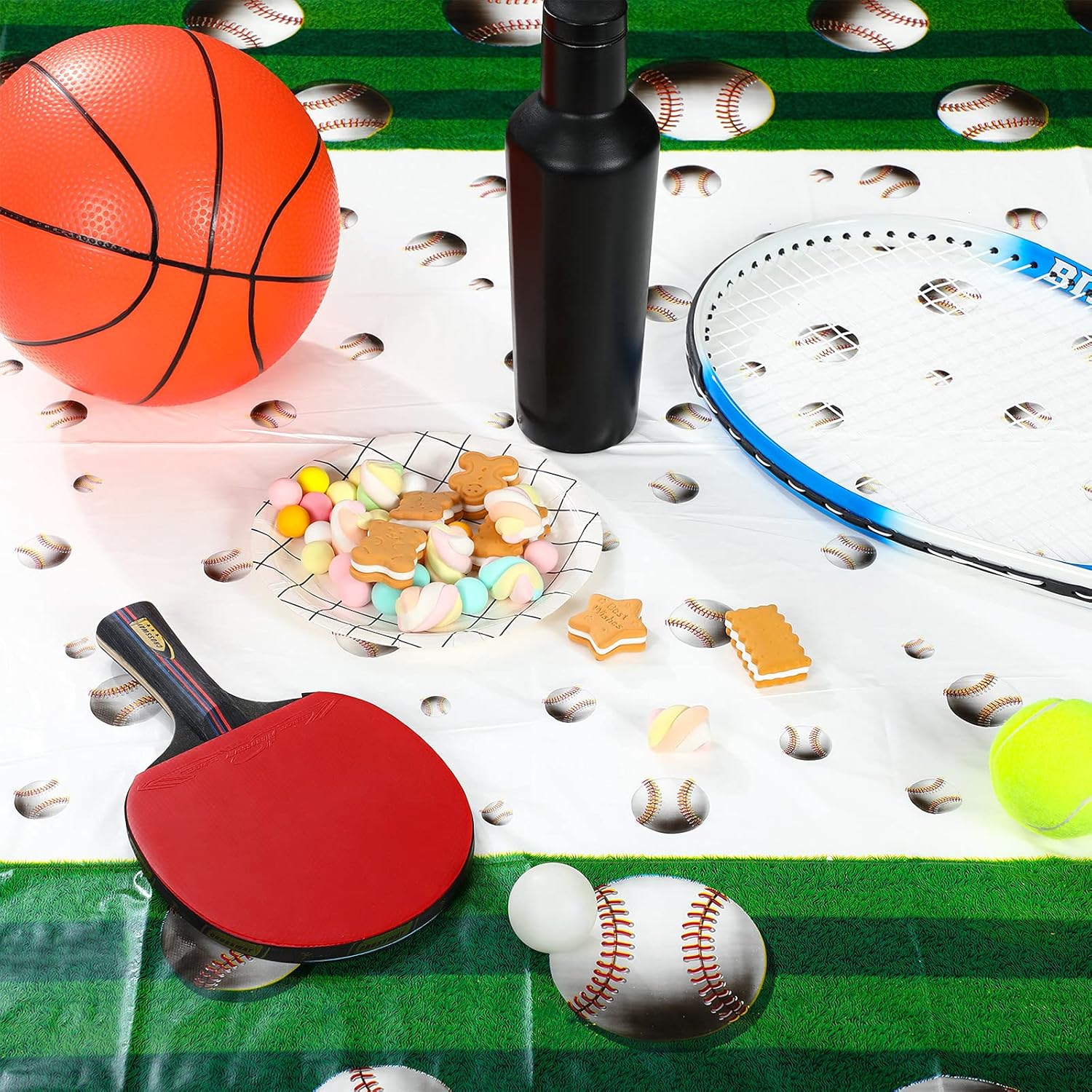 2 Piece 108 x 54 Inch Baseball Table Covers for Parties