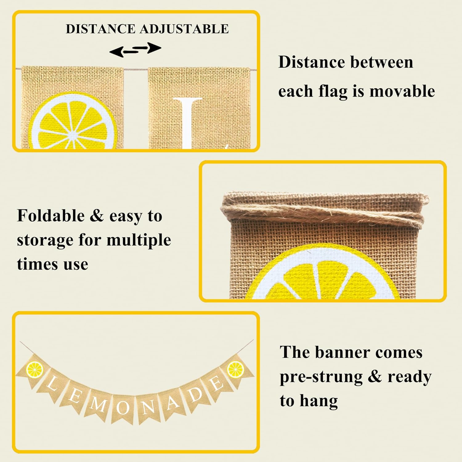 Lemonade Burlap Banner for Party Decorations