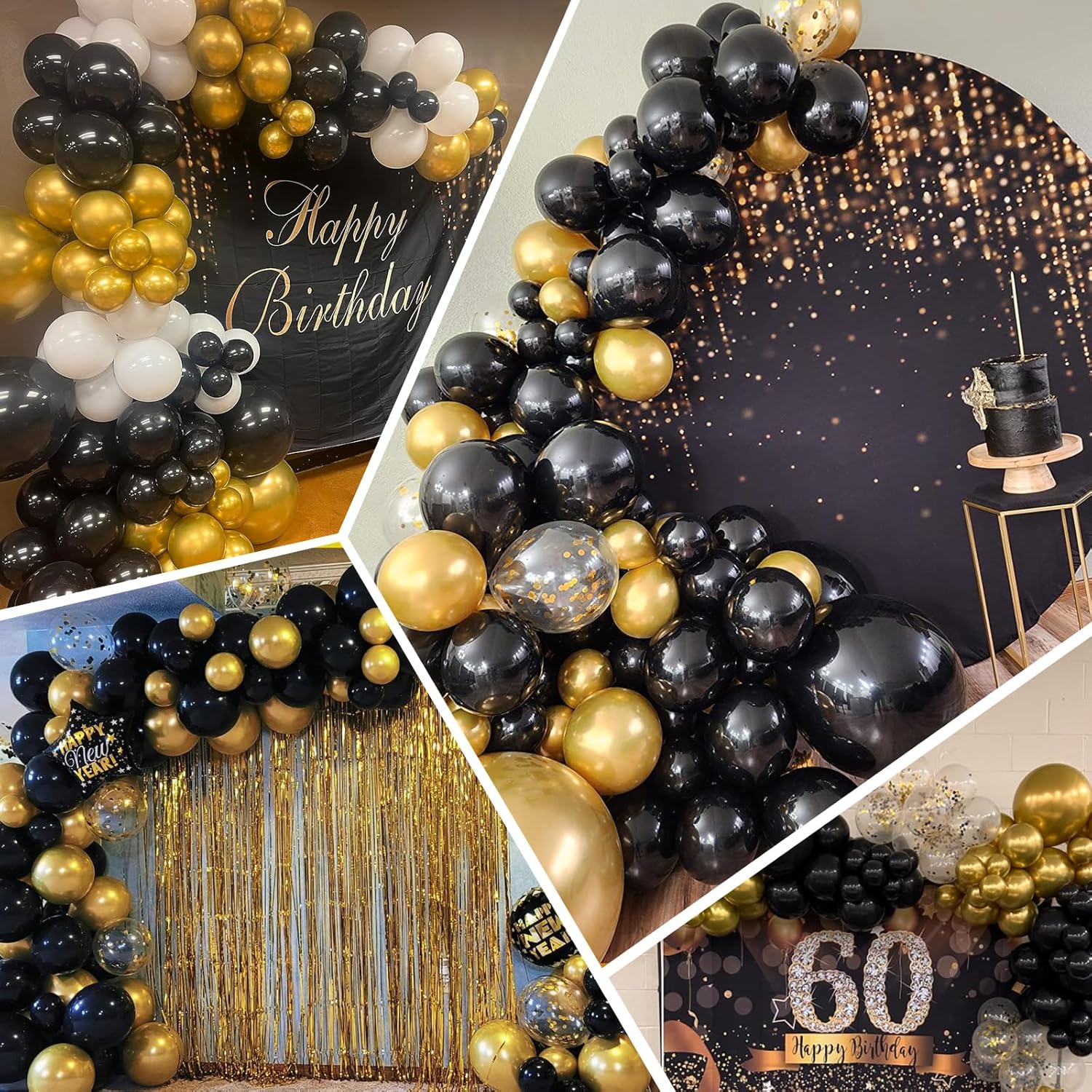 100pcs Black and Gold Balloons 12 Inch Metallic Party Decor