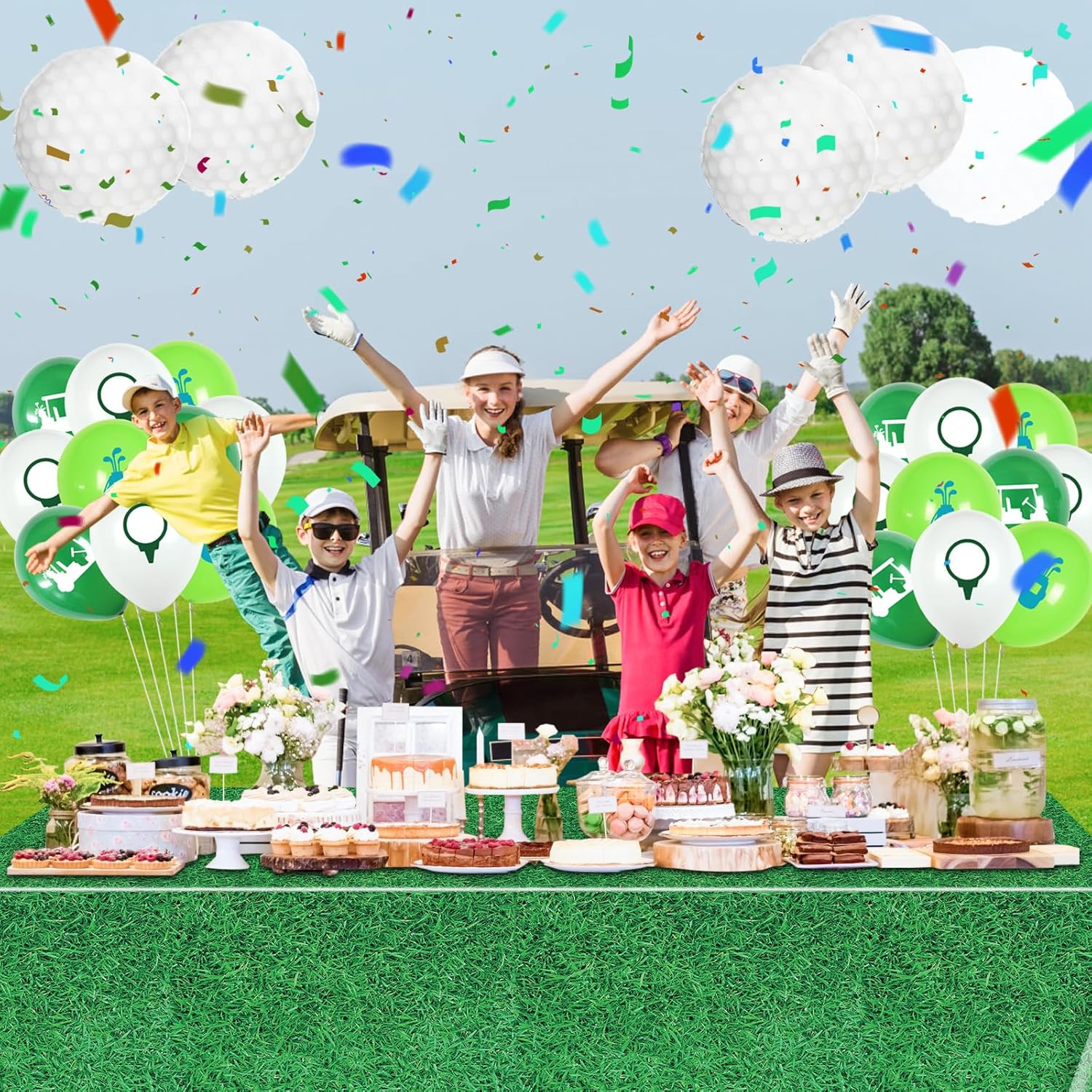 4 Pack Green Grass Tablecloths 87x51in Football Field Decor