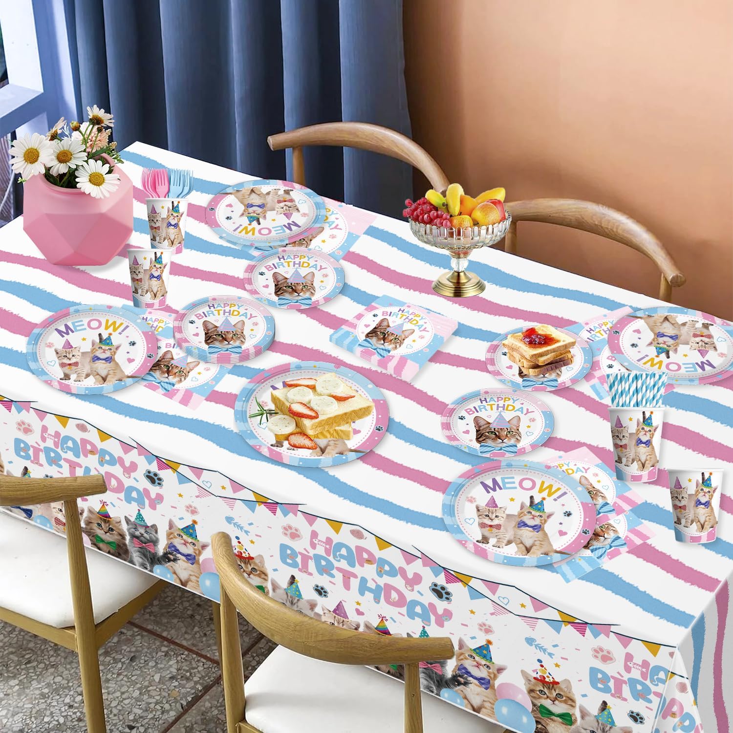 177pcs Cat Birthday Decorations Set for Kitten Girls Party