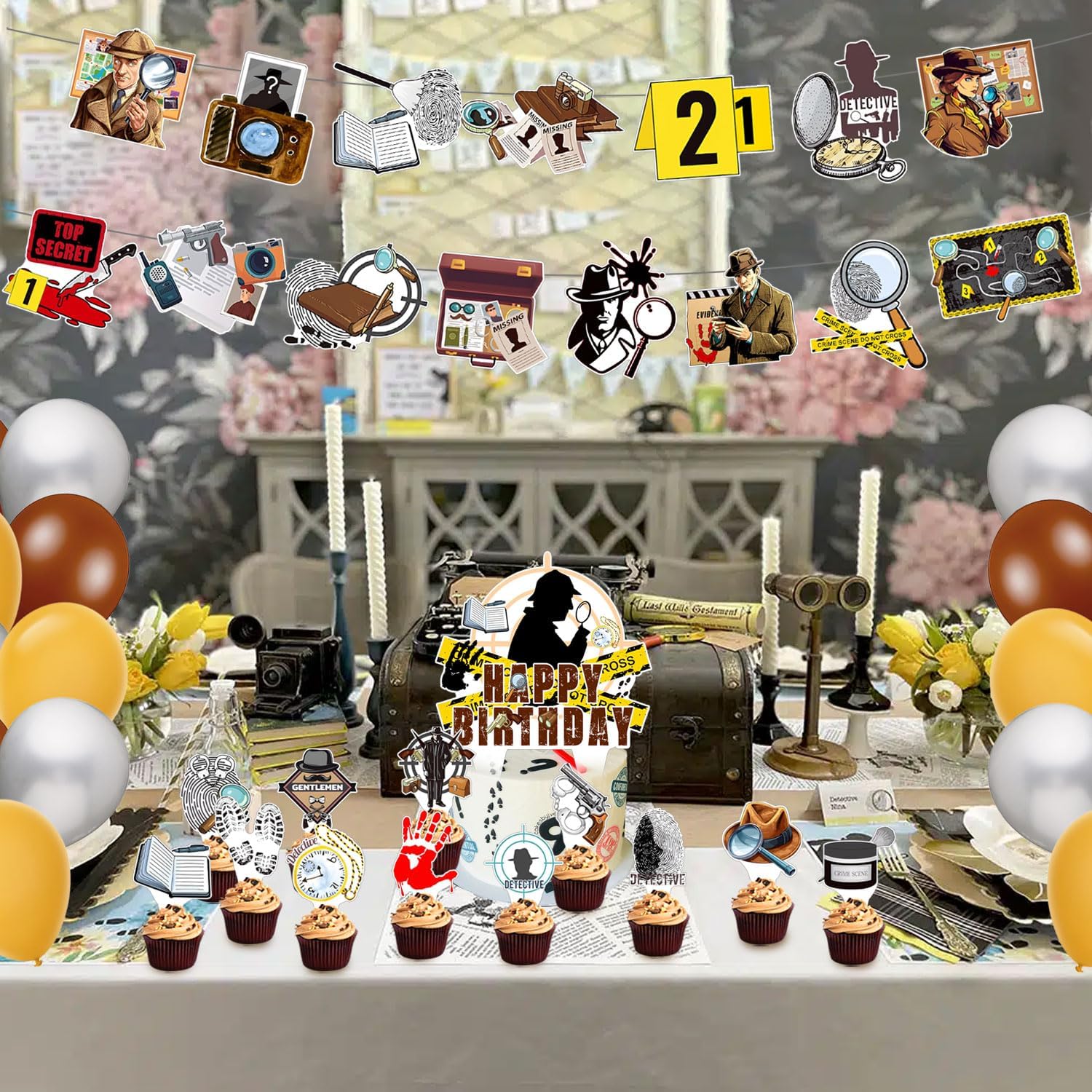 Detective Party Supplies 59 Pcs Murder Mystery Decor Set