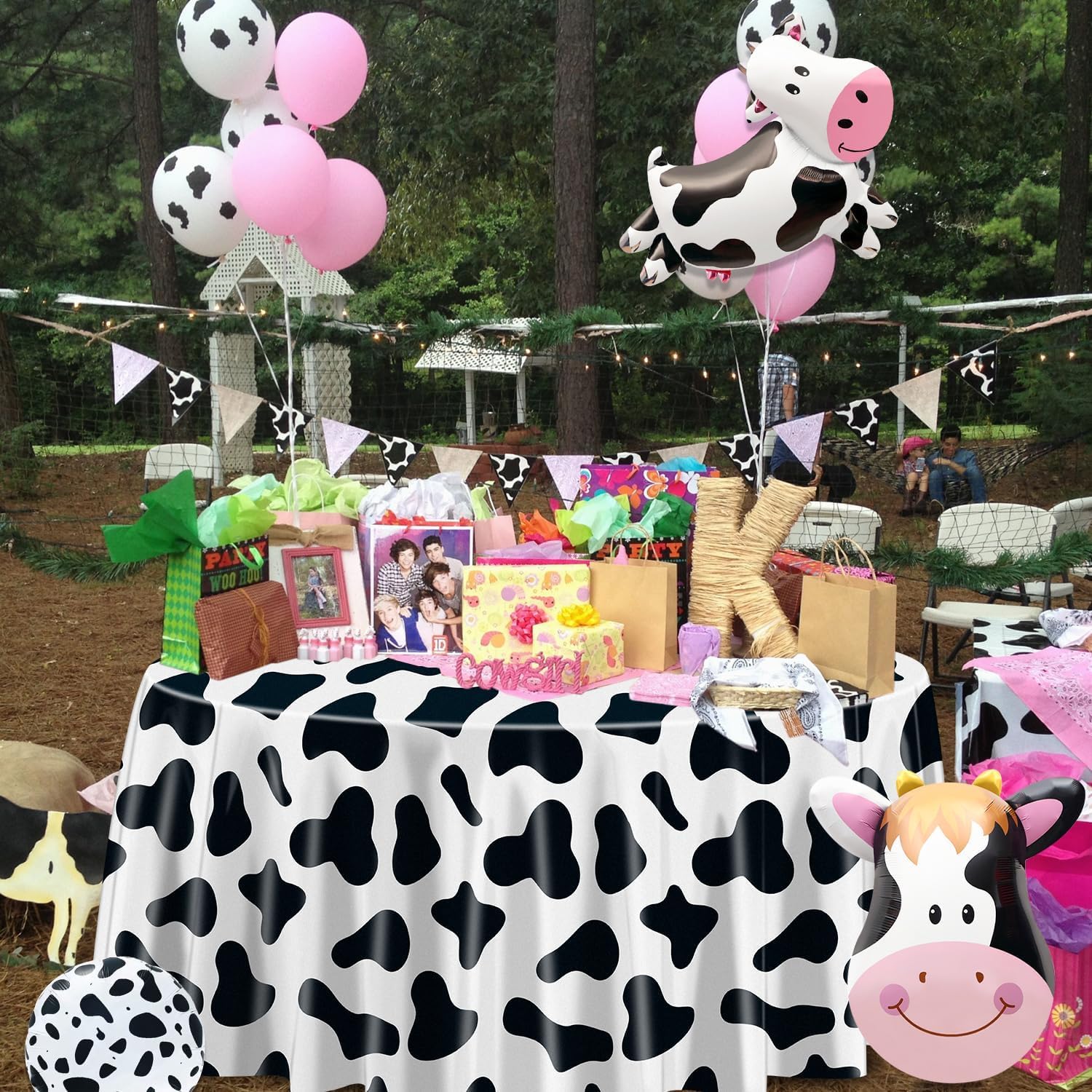 9 Pcs Cow Print Tablecovers for Farm Animal Party