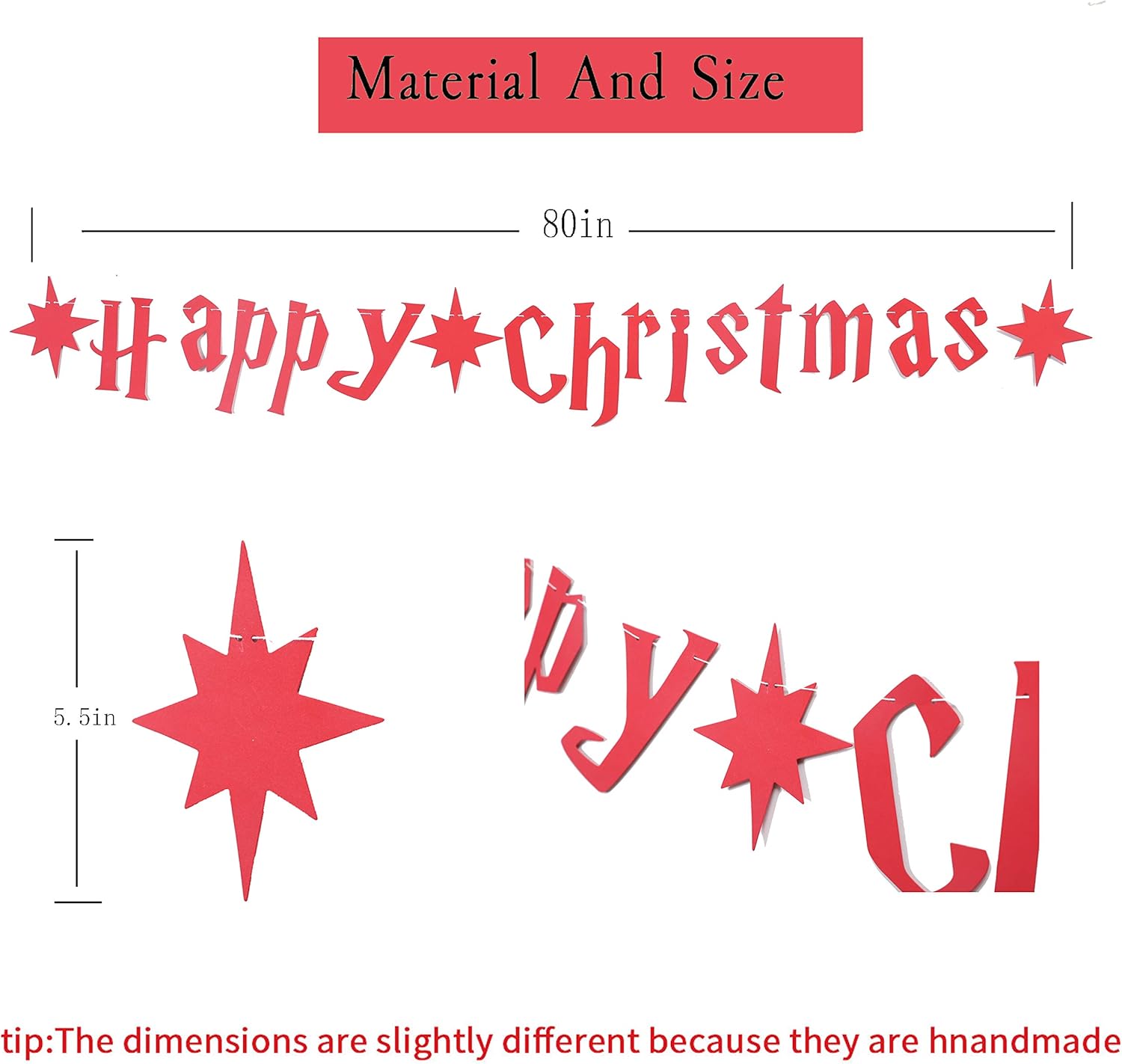Red Happy Christmas Banner for Indoor and Outdoor Use