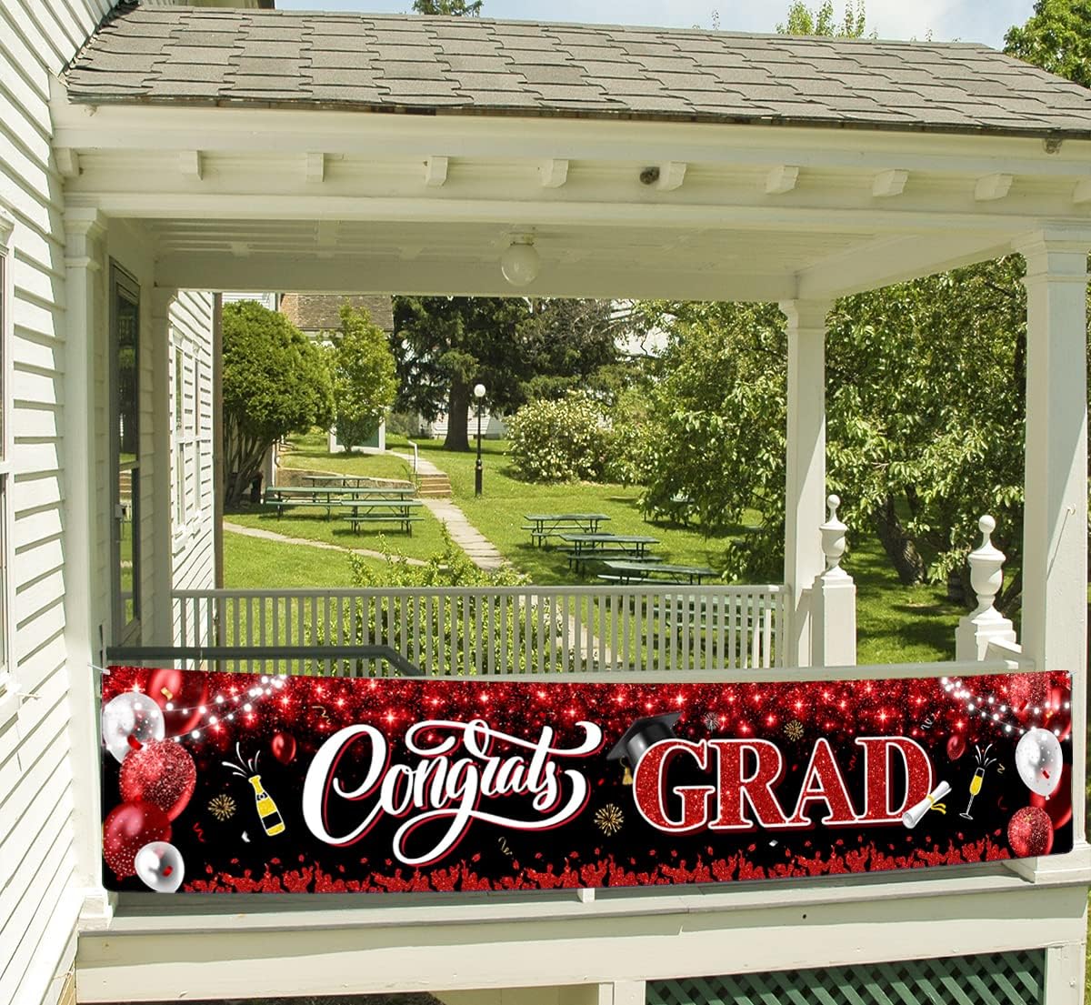 2025 Graduation Banner with Balloons and Champagne Design