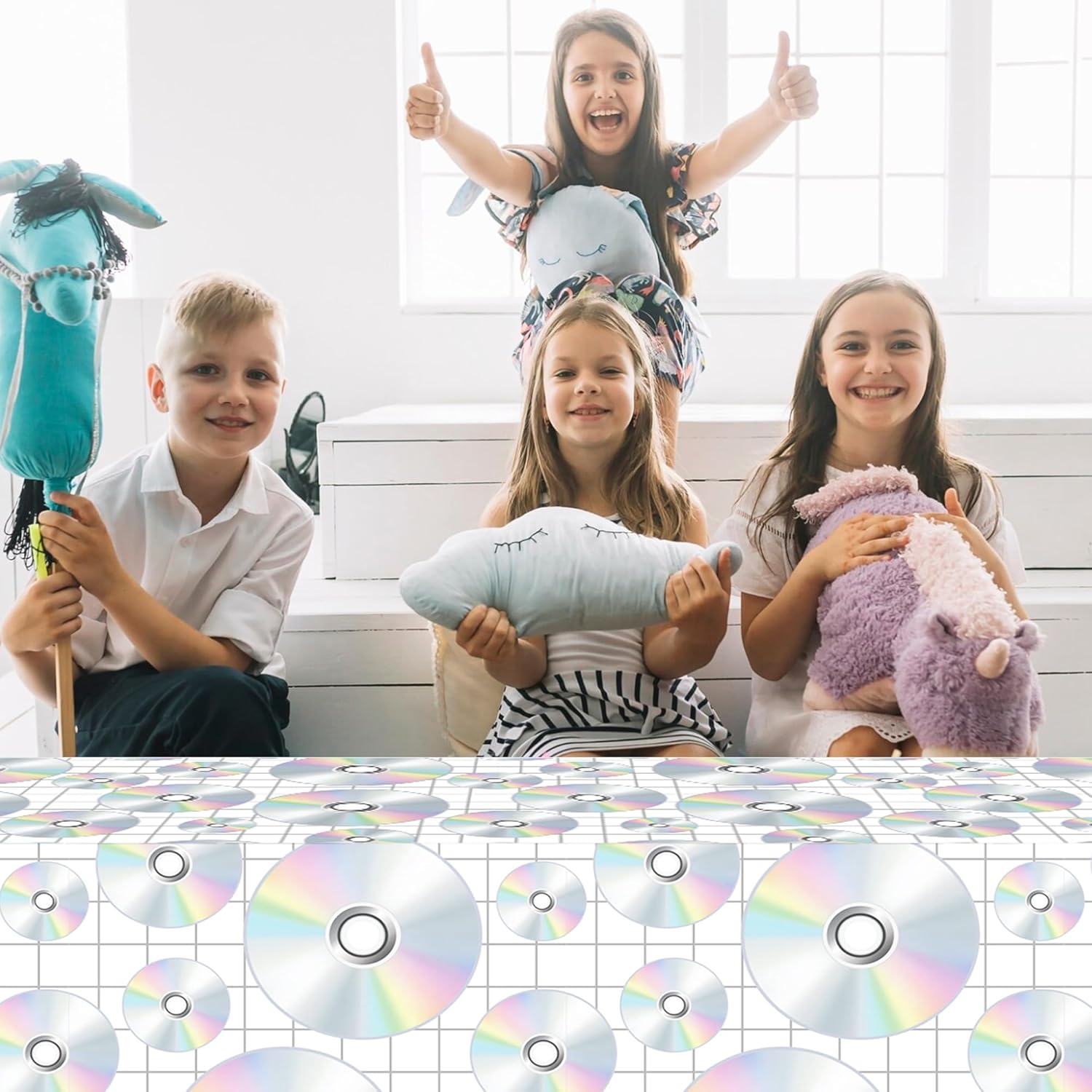 Lide Road 2Pcs CD Disc Tablecloth Music Party Decorations