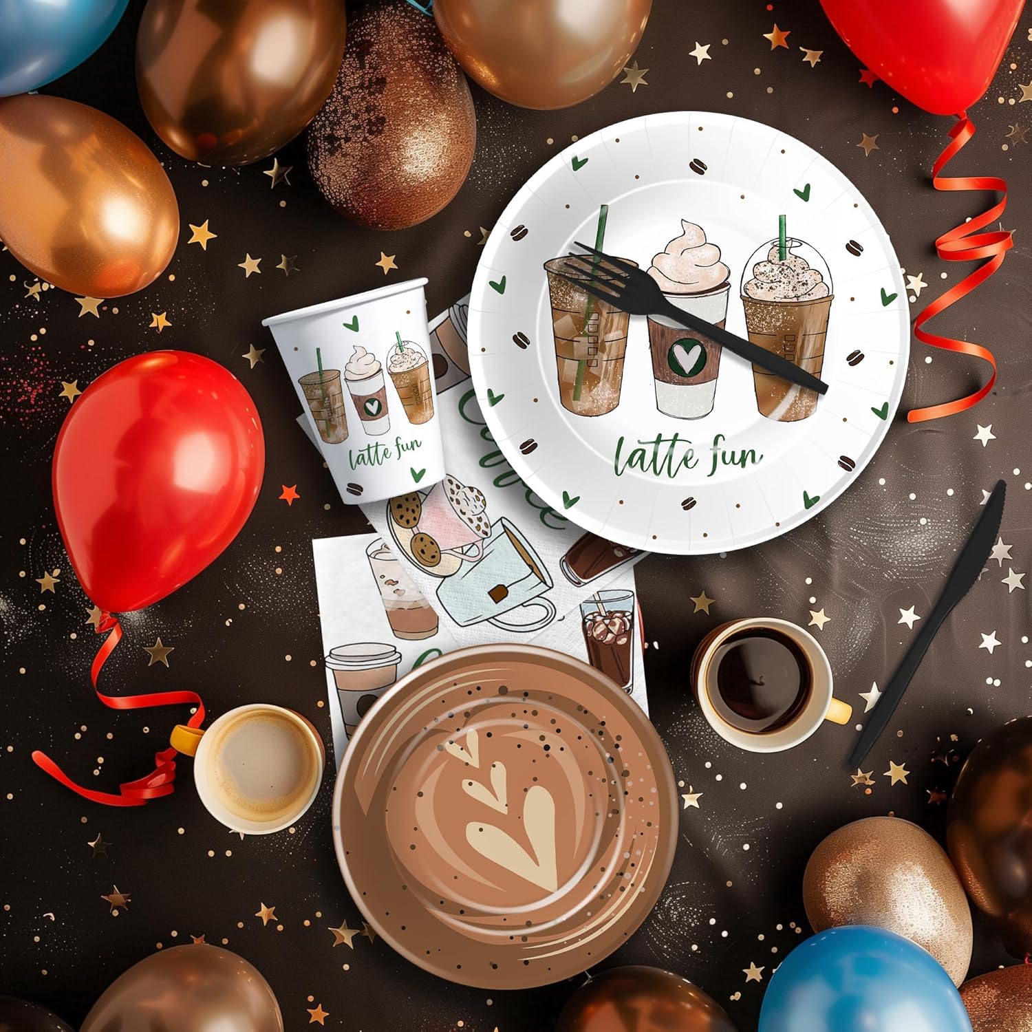 Coffee Party Decorations Tableware Set Serves 24
