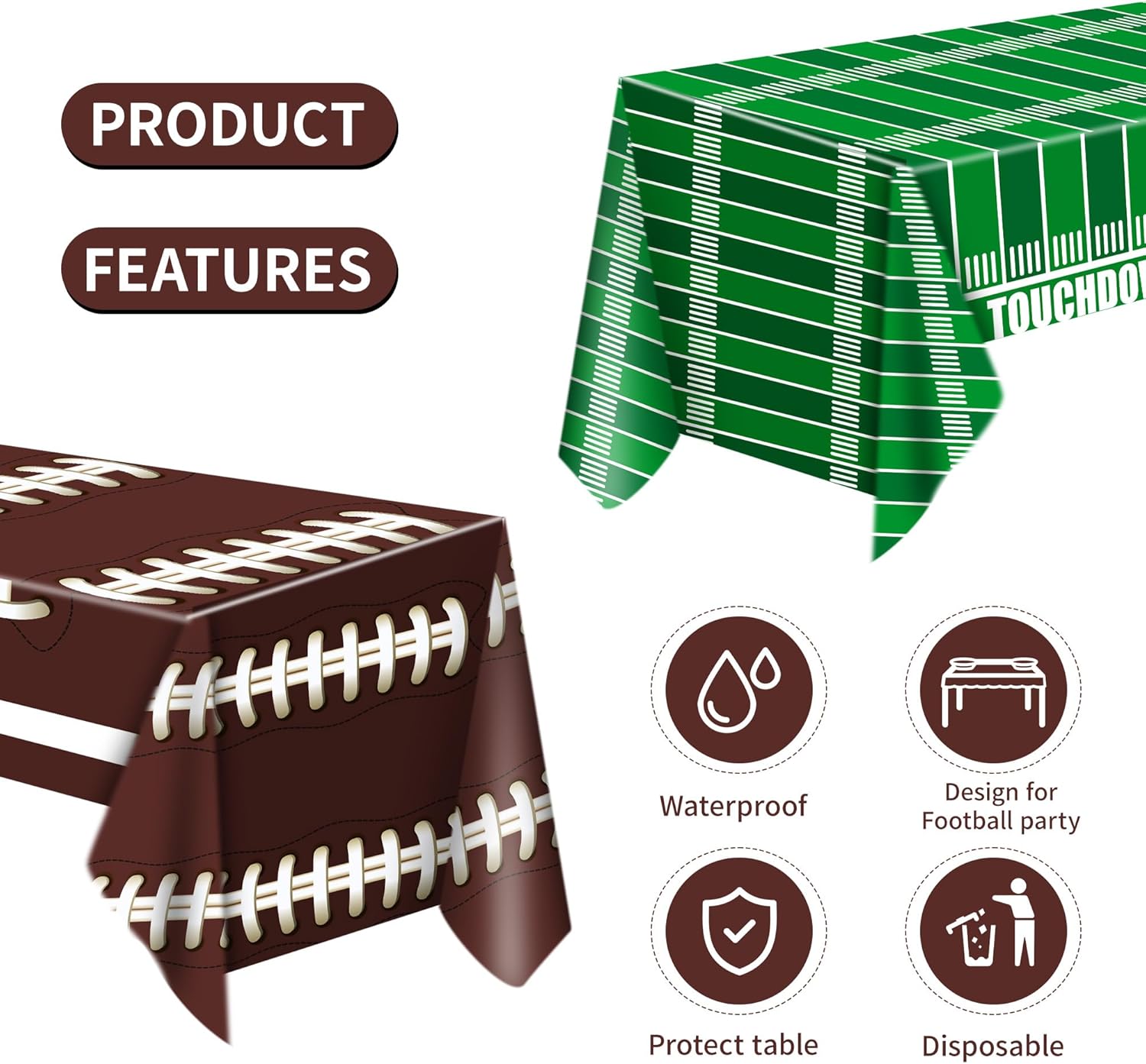 TATAUP Football Party Decorations Tablecloth 54x108 Inch 4 Pack