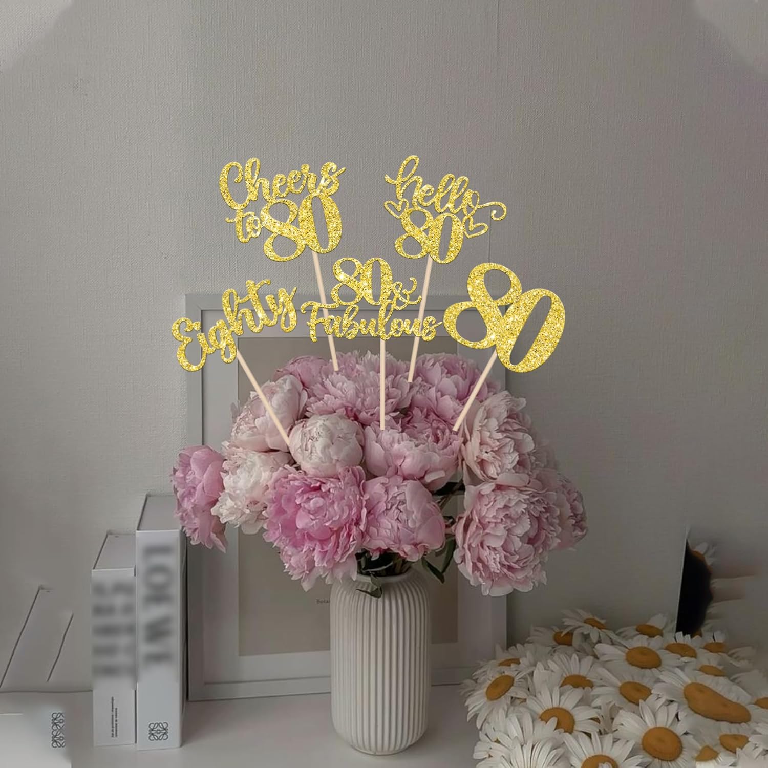 15PCS Gold Glitter Birthday Centerpiece Sticks