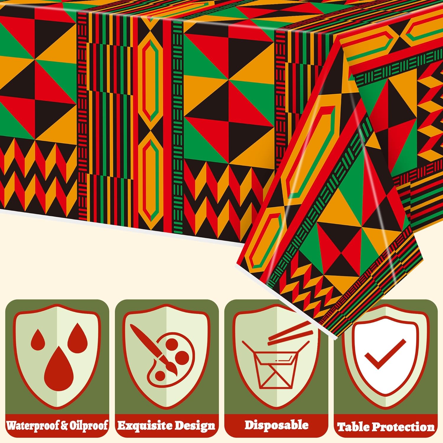 3 Pack Happy Kwanzaa Tablecloth Decorations