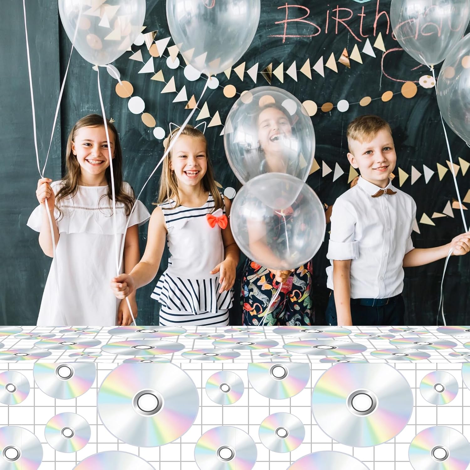 Lide Road 2Pcs CD Disc Tablecloth Music Party Decorations