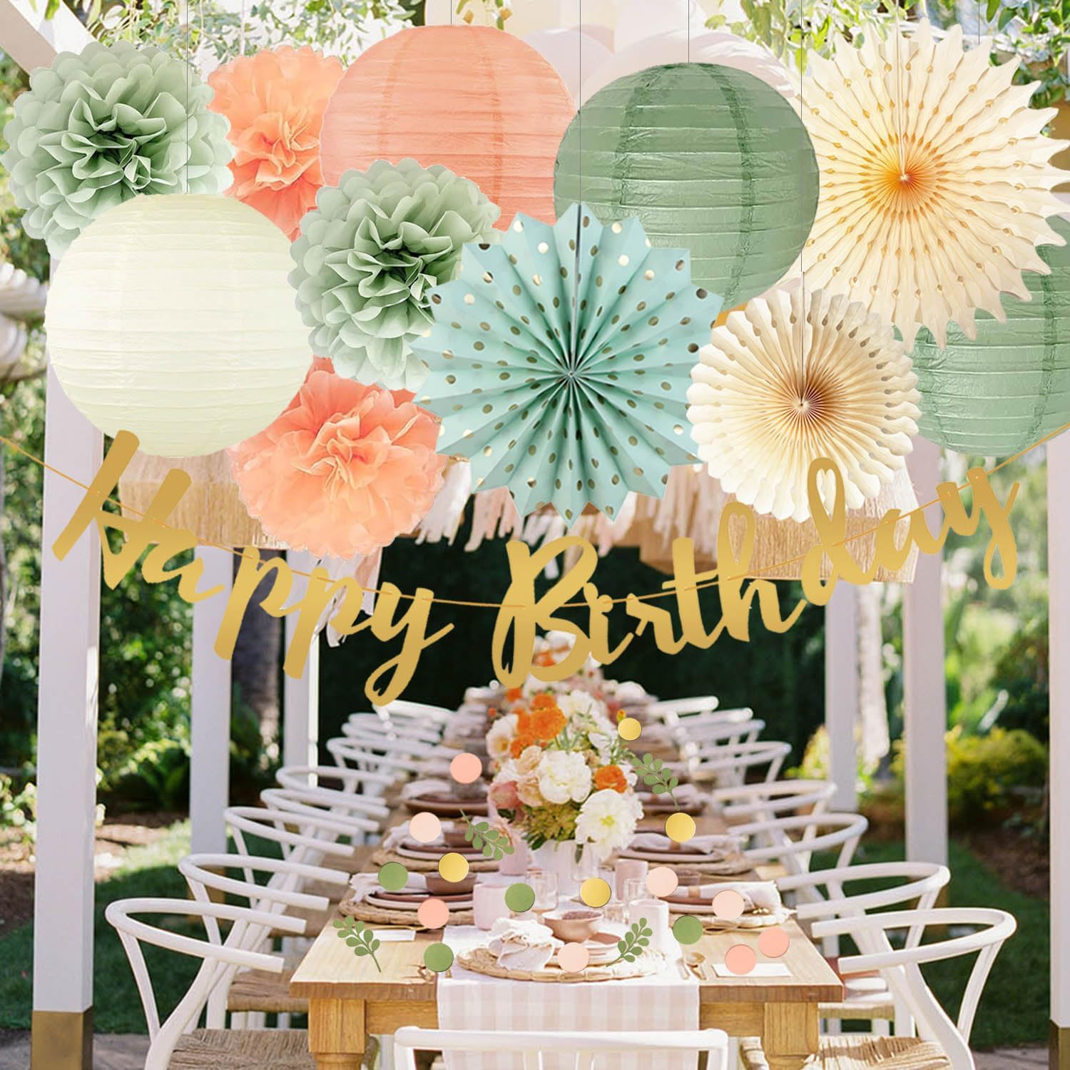 Sage Green Birthday Decorations Set 1