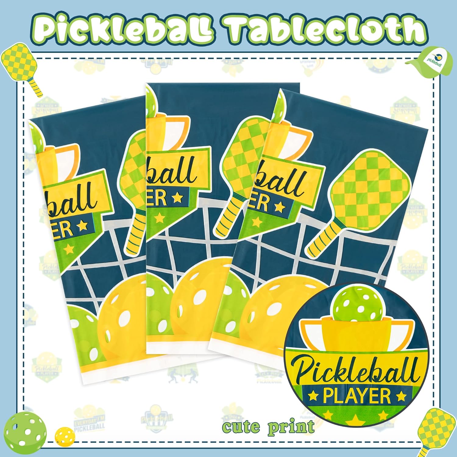Pickleball Table Cover Set of 3 Waterproof Plastic Tablecloth
