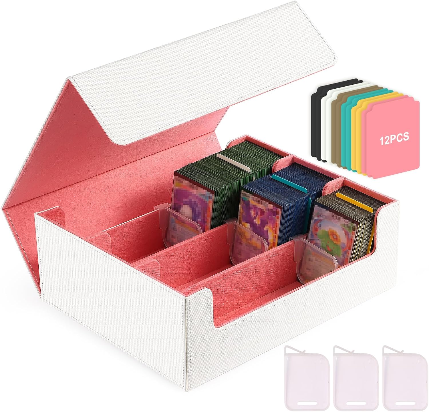 CLOKORIA Card Storage Box with 12 Dividers and 3 Supporters