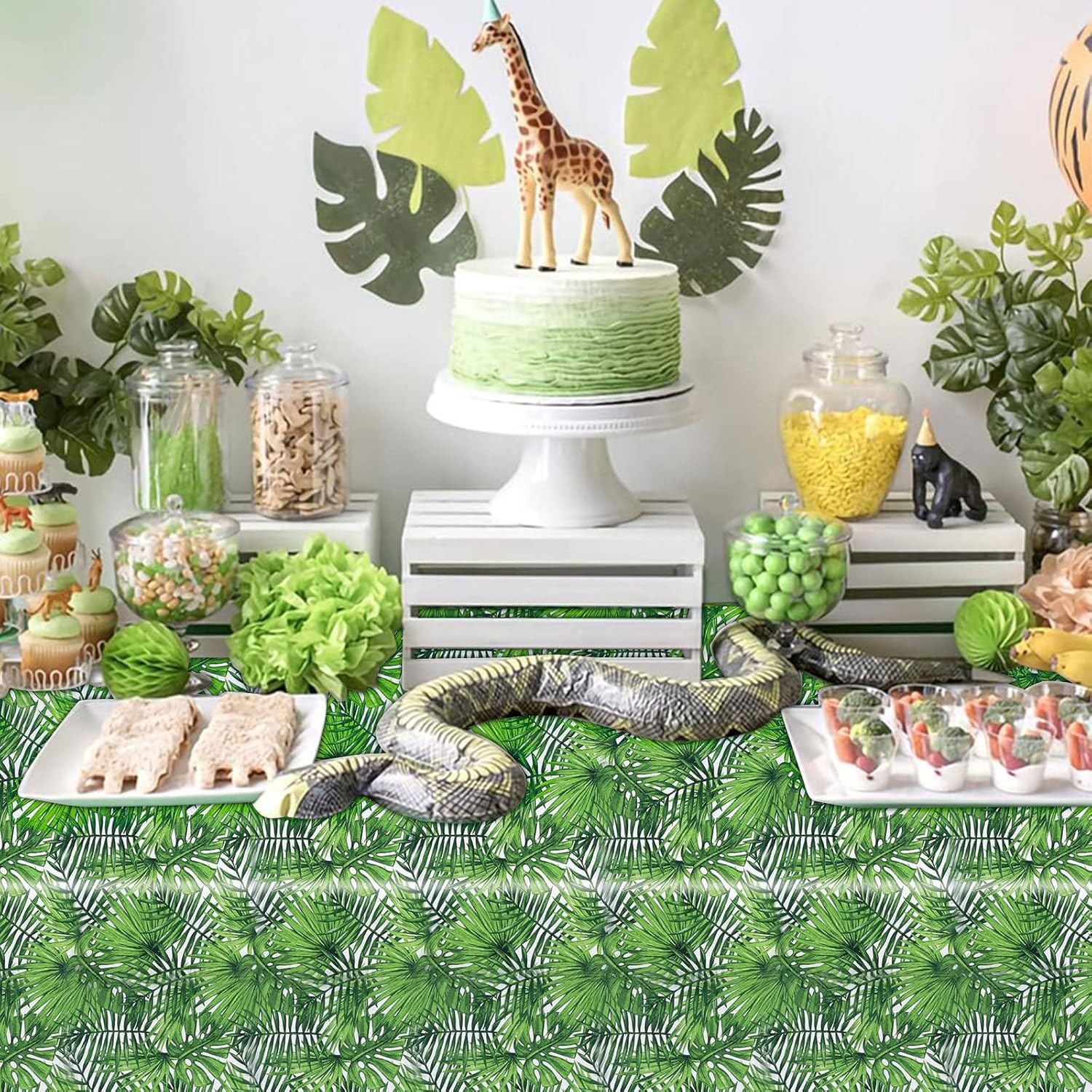PHOGARY Jungle Tablecloth 2pcs 54 x 108 Inch