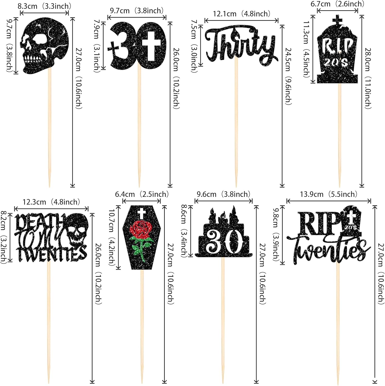 16 pcs Death to My 20s Centerpiece Sticks