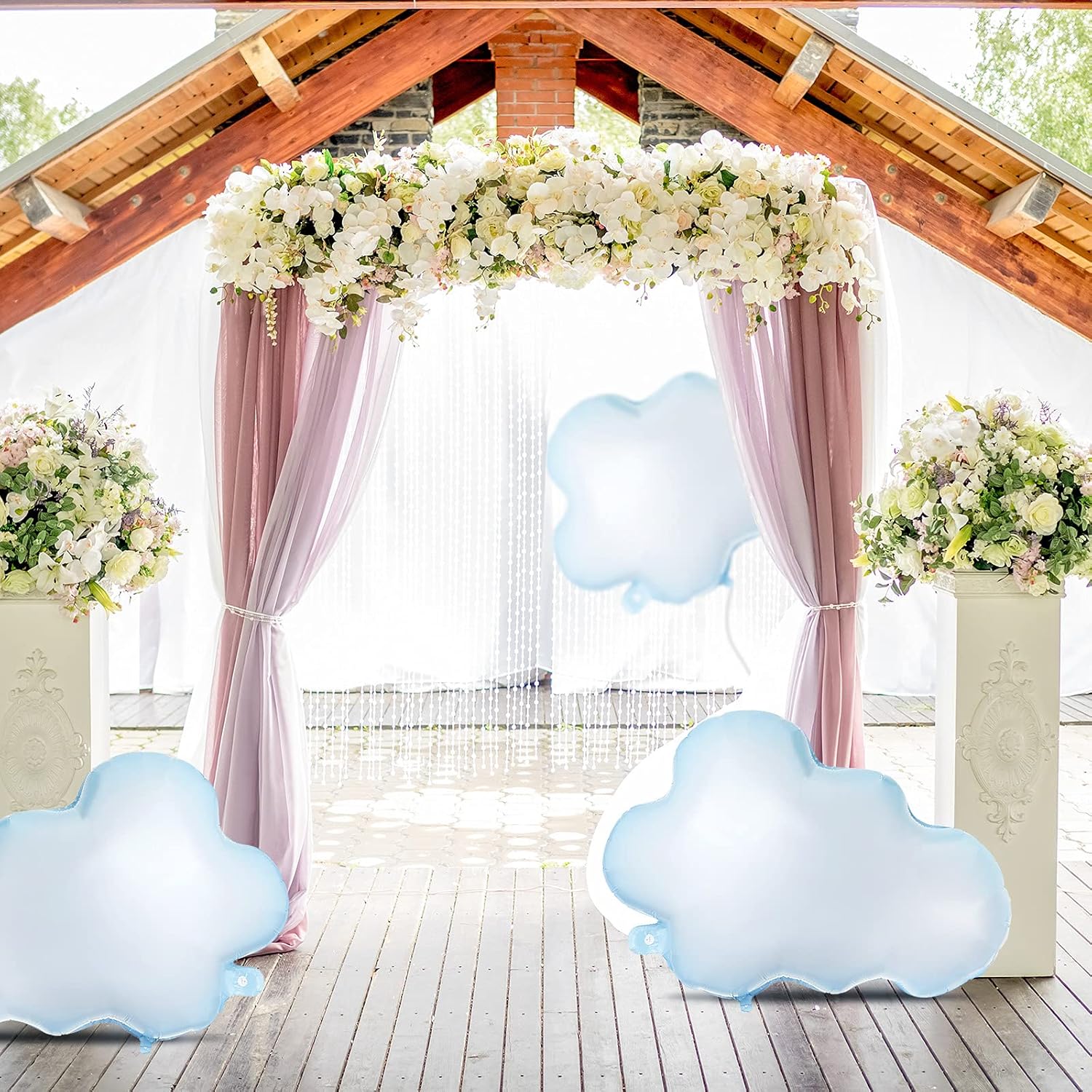 6 pcs White Cloud Foil Balloons for Birthday Decor
